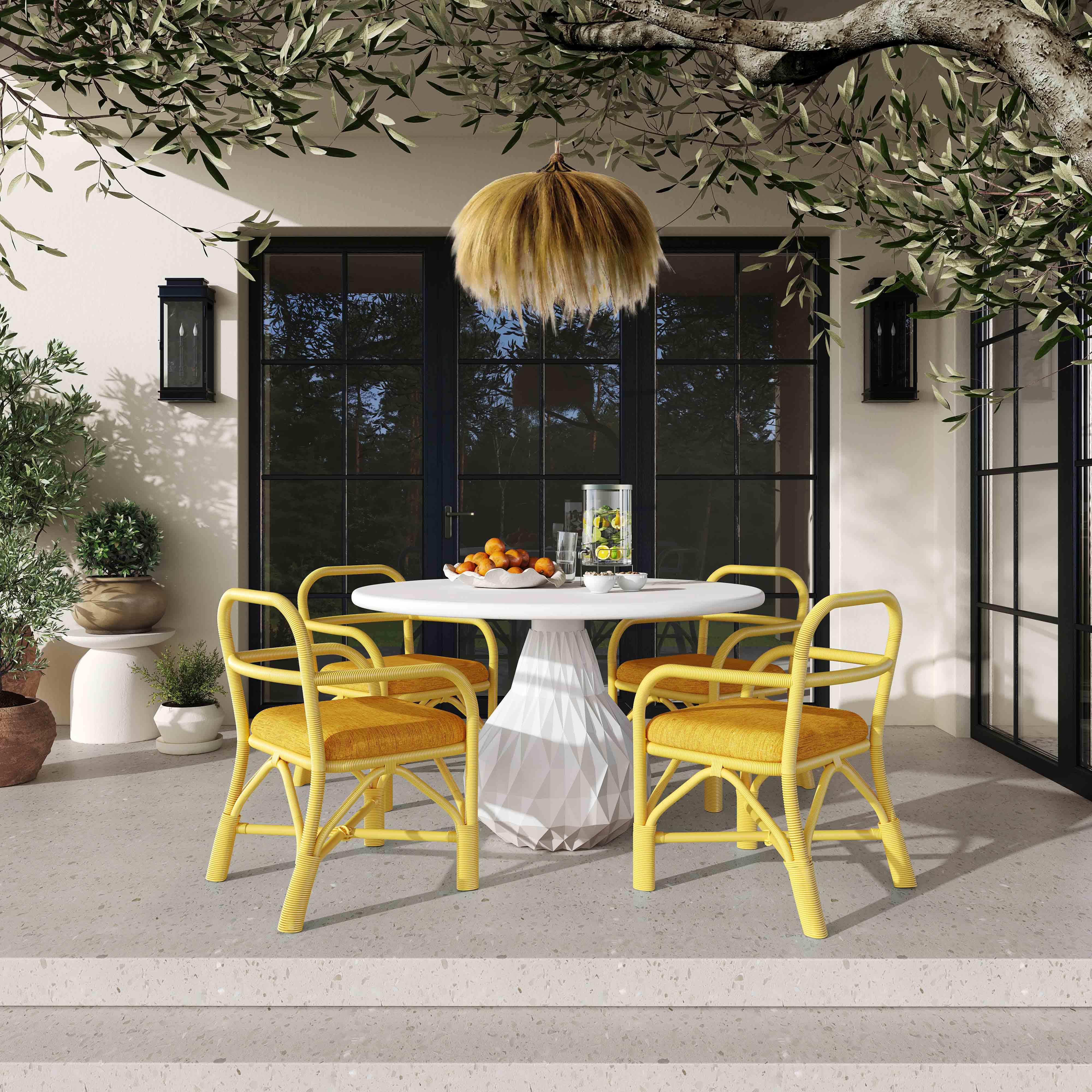 Ginny Yellow Rattan Dining Chair - Remutear