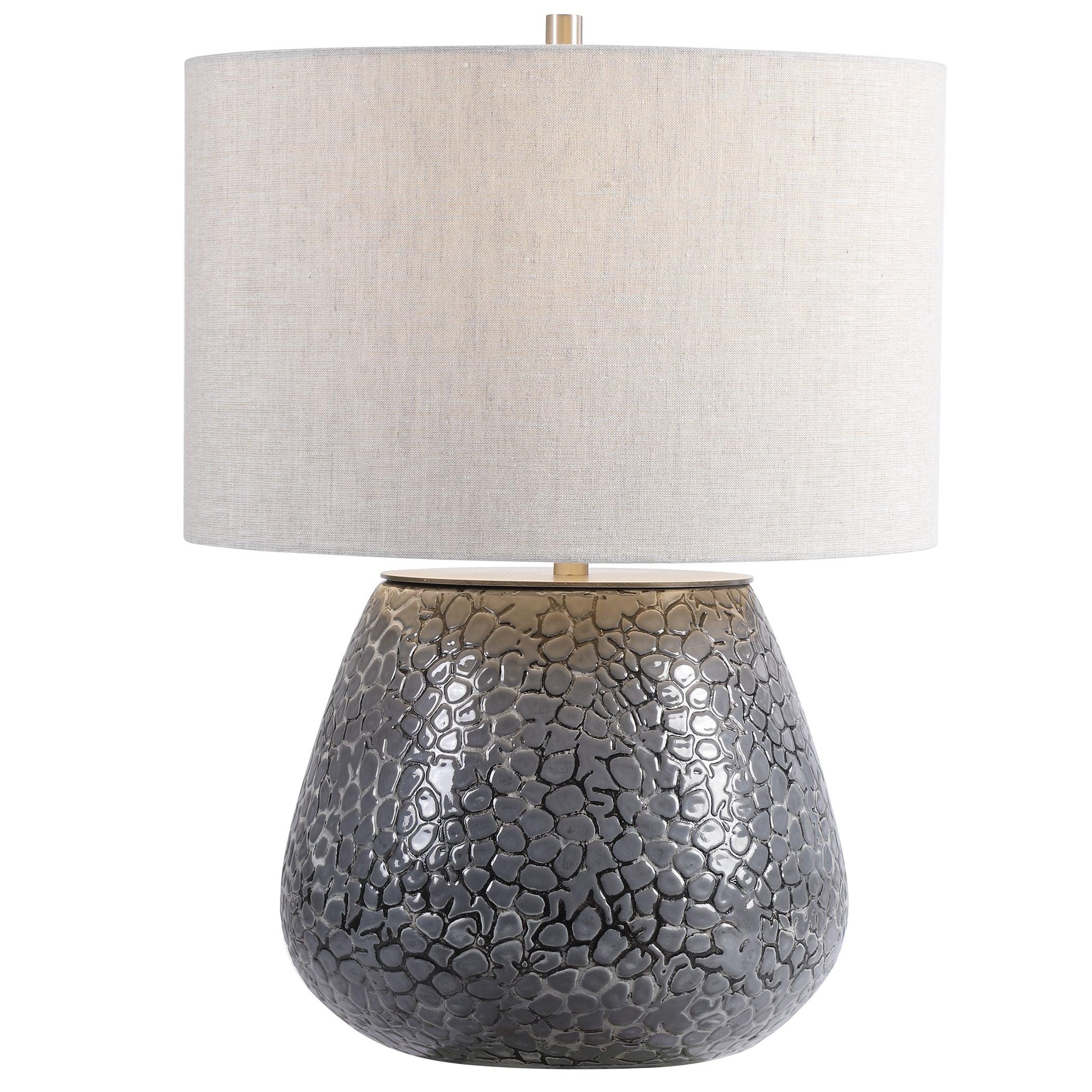 PEBBLES METALLIC GRAY TABLE LAMP - Remutear