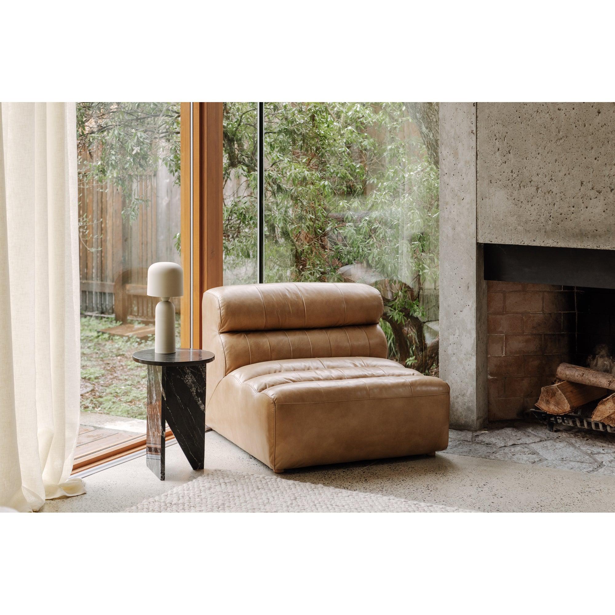 Ramsay Leather Slipper Chair Tan - Remutear
