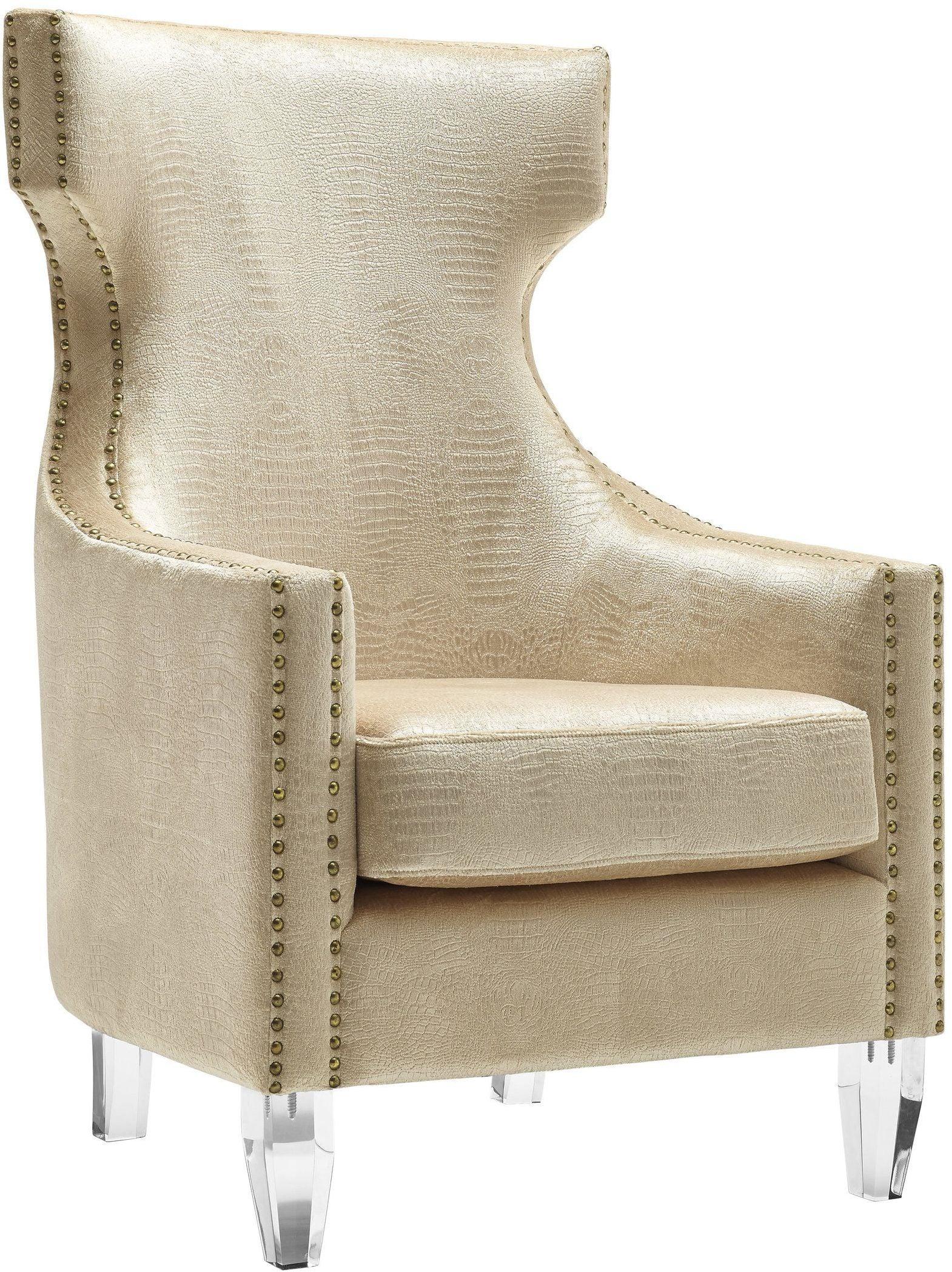 Gramercy Gold Croc Velvet Wing Chair - Remutear