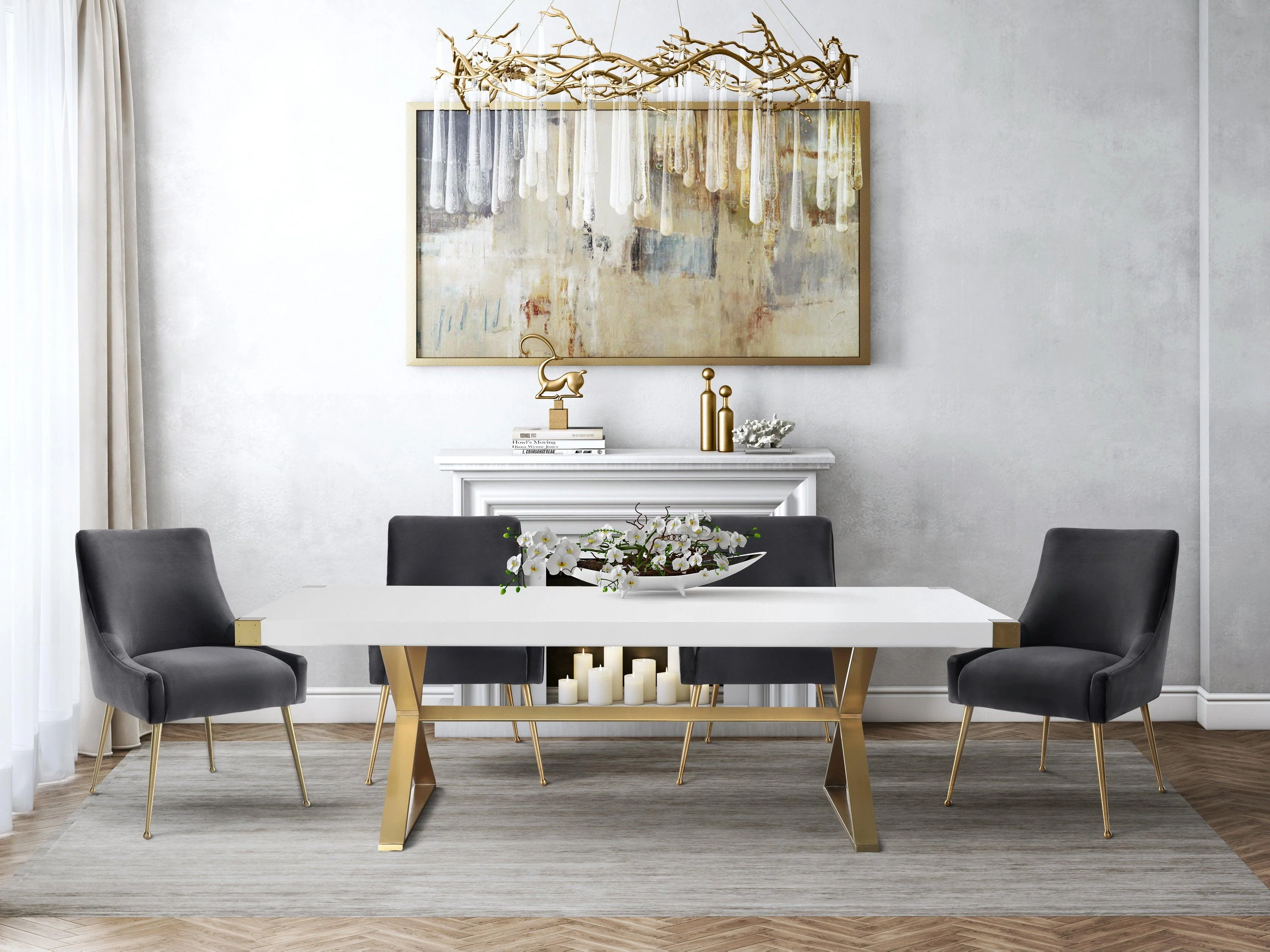 Adeline White Lacquer Dining Table - Remutear