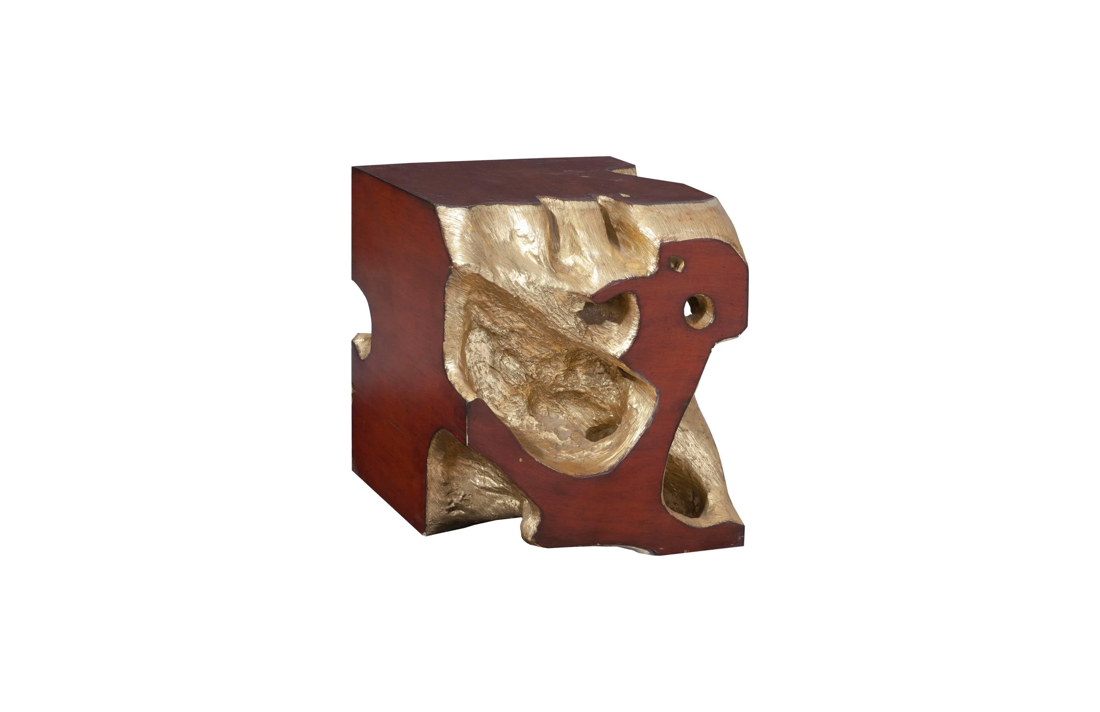 Freeform Stool, Gold Leaf, Faux Bois, SM - Remutear