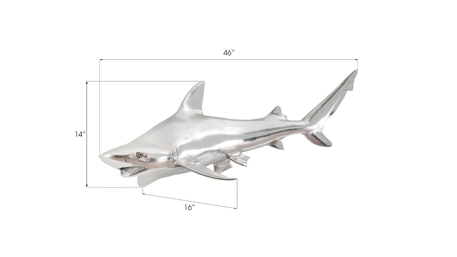 Black Tip Reef Shark Wall Sculpture, Resin, Silver Leaf - Remutear