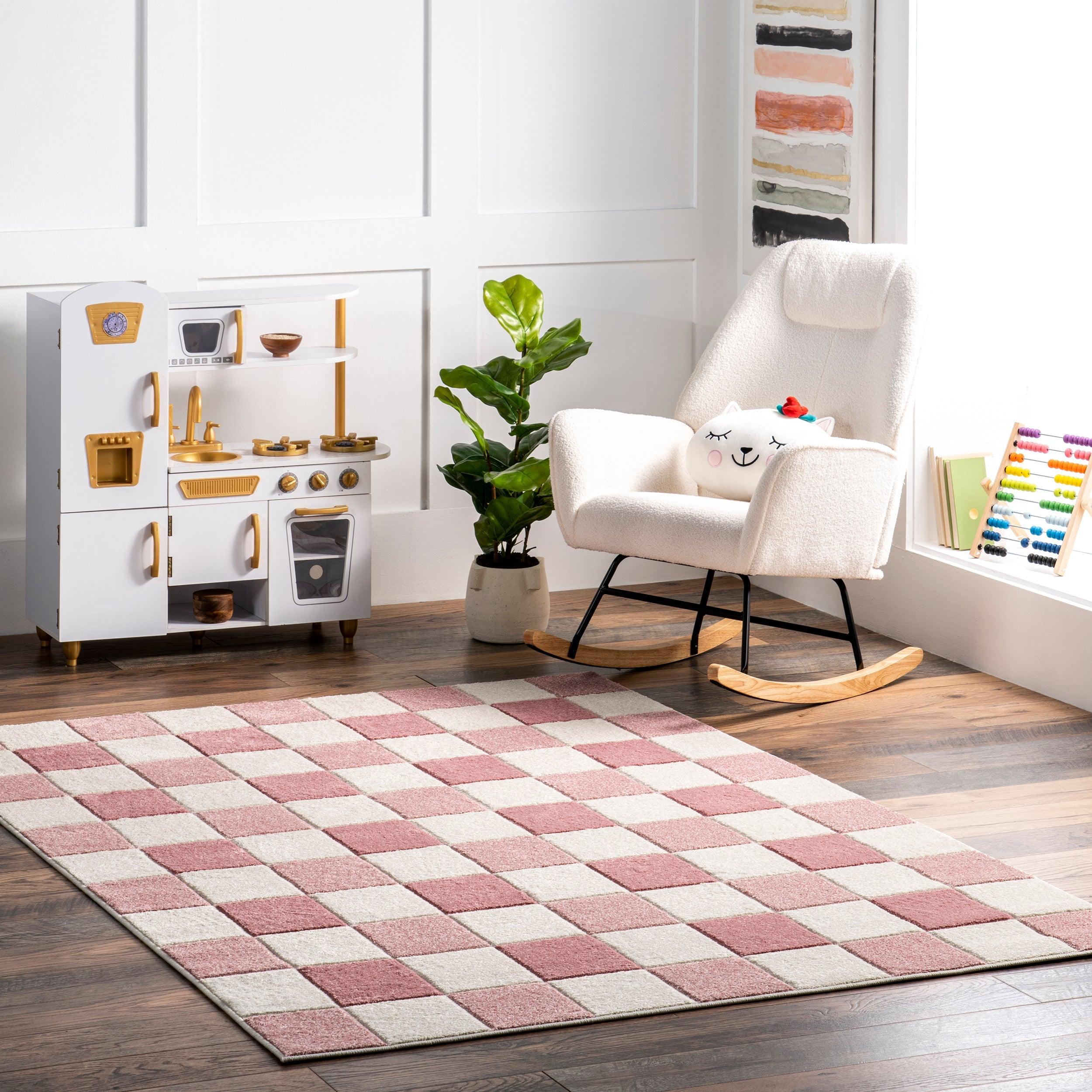 Aubrey Checkered Kids Area Rug - Remutear