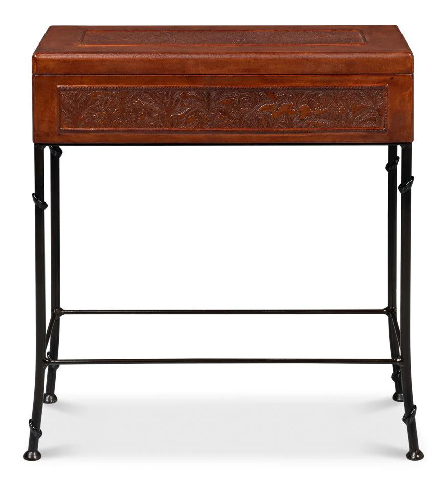 Botanical Leather Box On Stand - Remutear