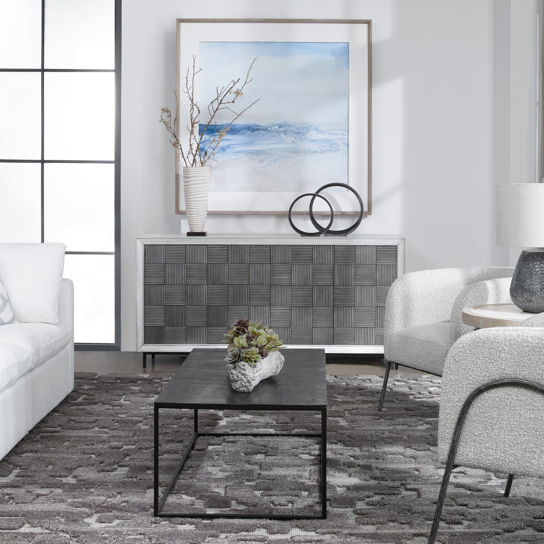 Checkerboard 4 Door Gray Cabinet - Remutear
