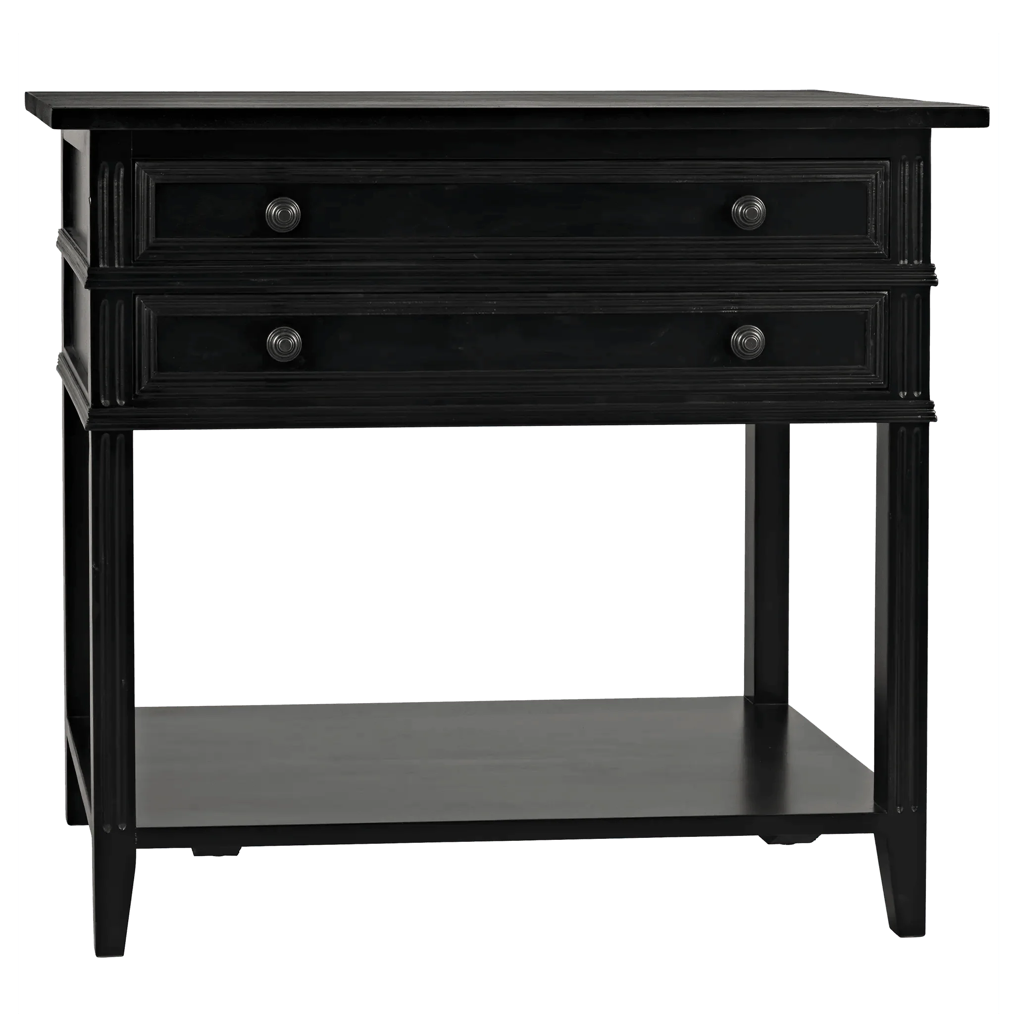 Colonial 2-Drawer Side Table, Distressed Black - Remutear