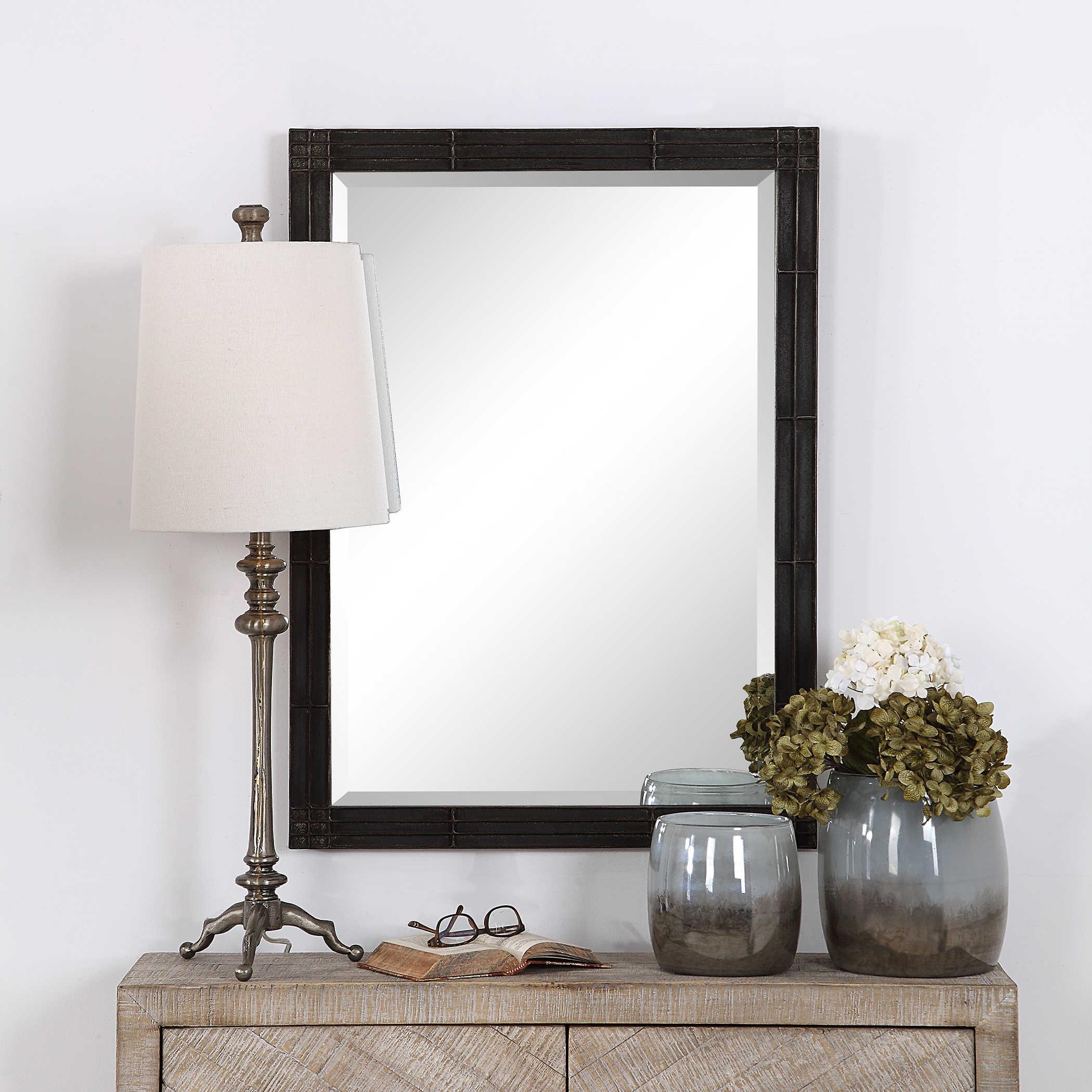 GOWER AGED BLACK VANITY MIRROR - Remutear