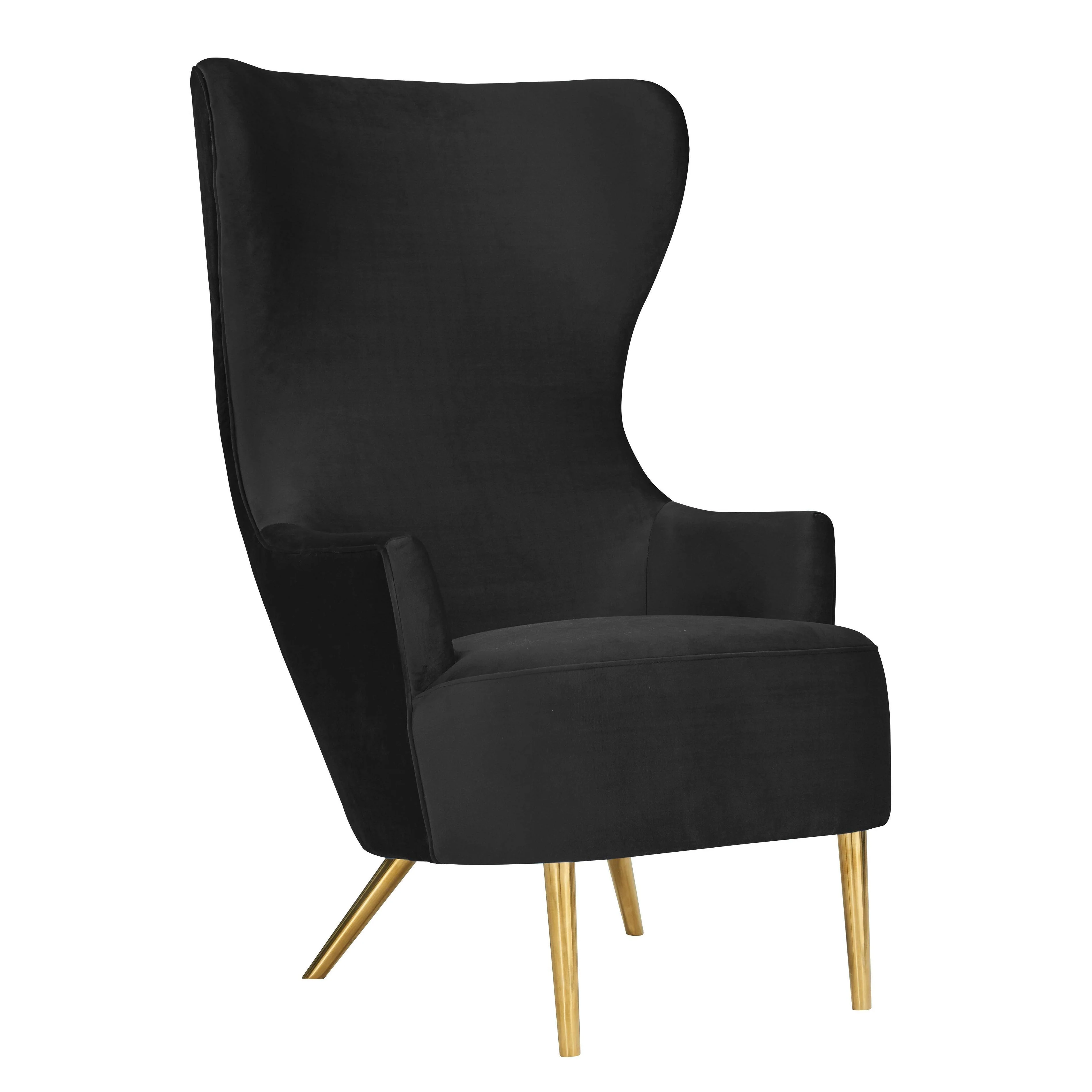 Julia Black Velvet Wingback Chair - Remutear