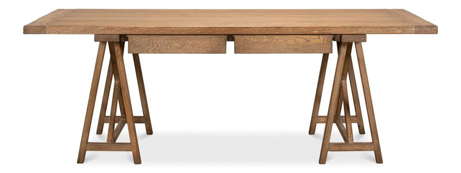 Sawhorse Desk - Natural Polished Old Pine - Remutear