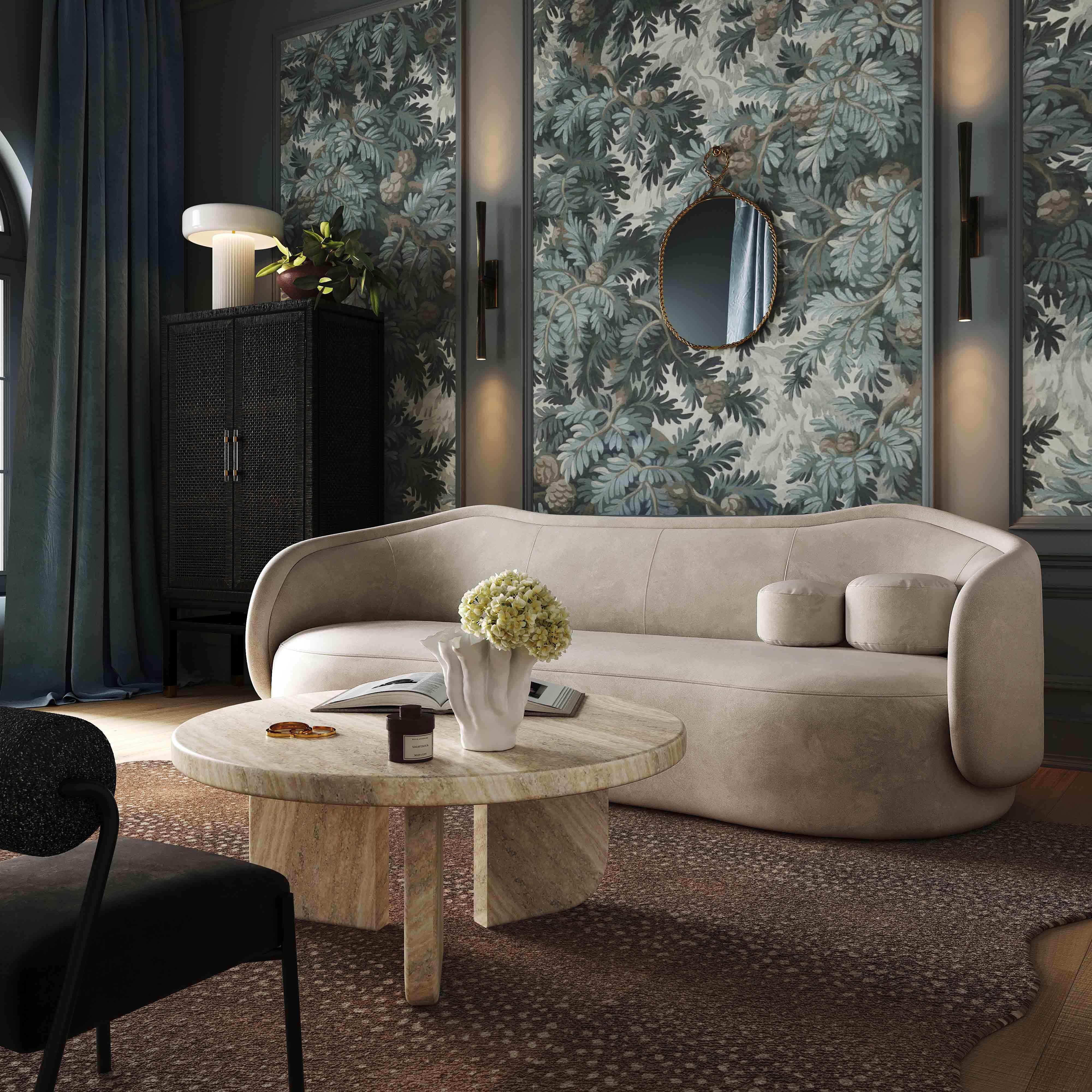 Circe Taupe Textured Velvet Sofa - Remutear