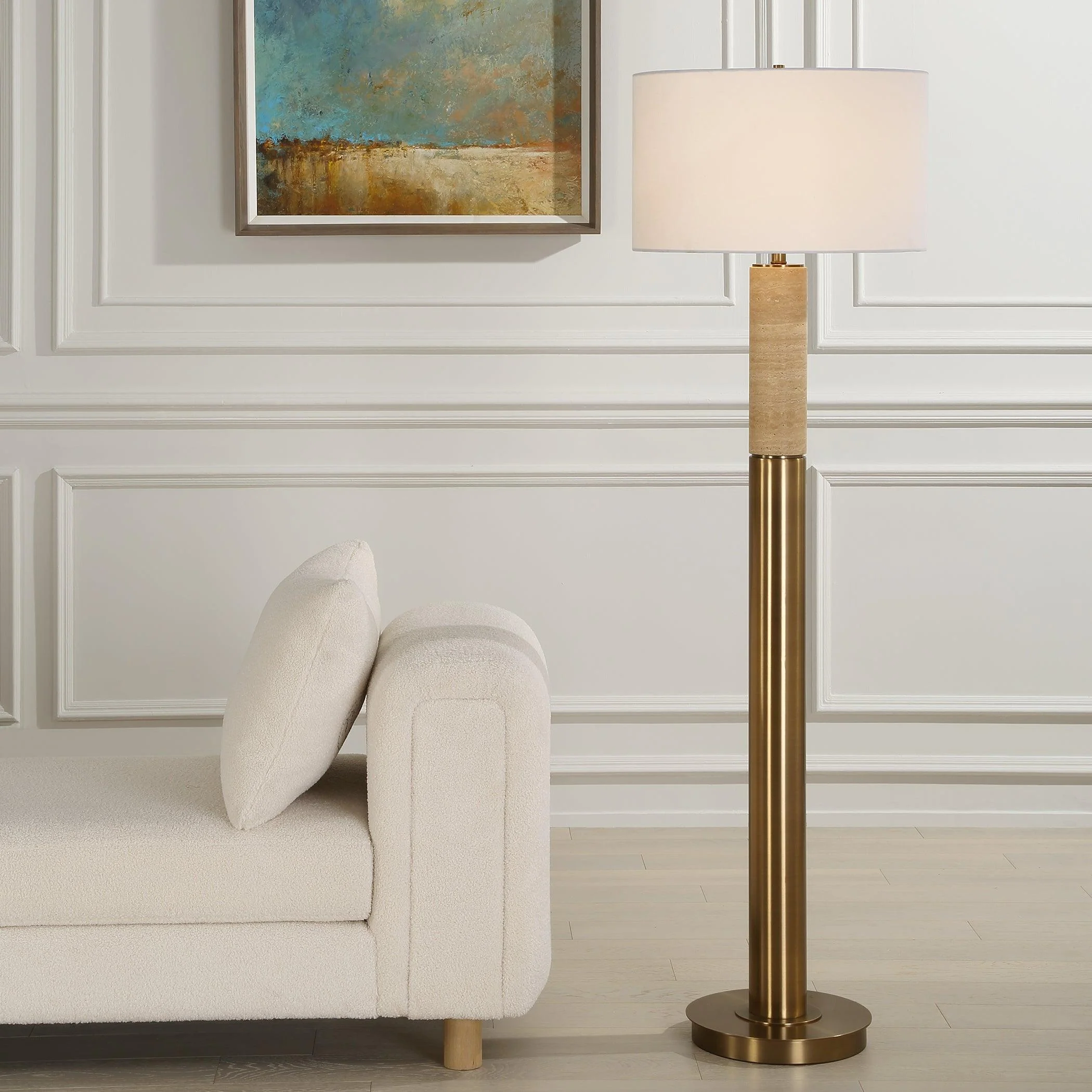 Knox Travertine Floor Lamp - Remutear
