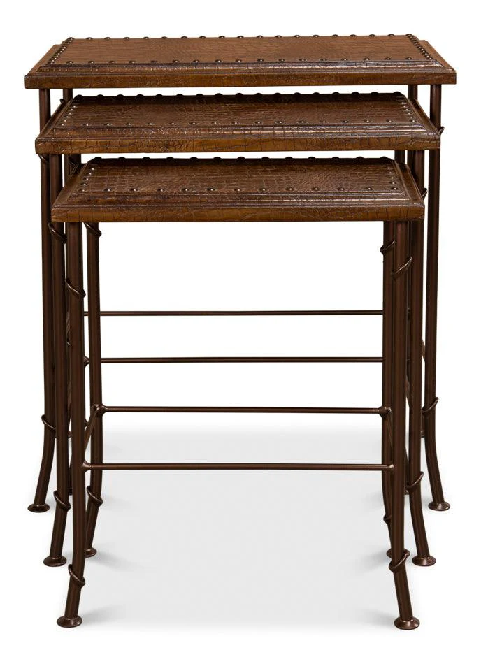 Croc Leather Nesting Tables - Set/3 - Remutear