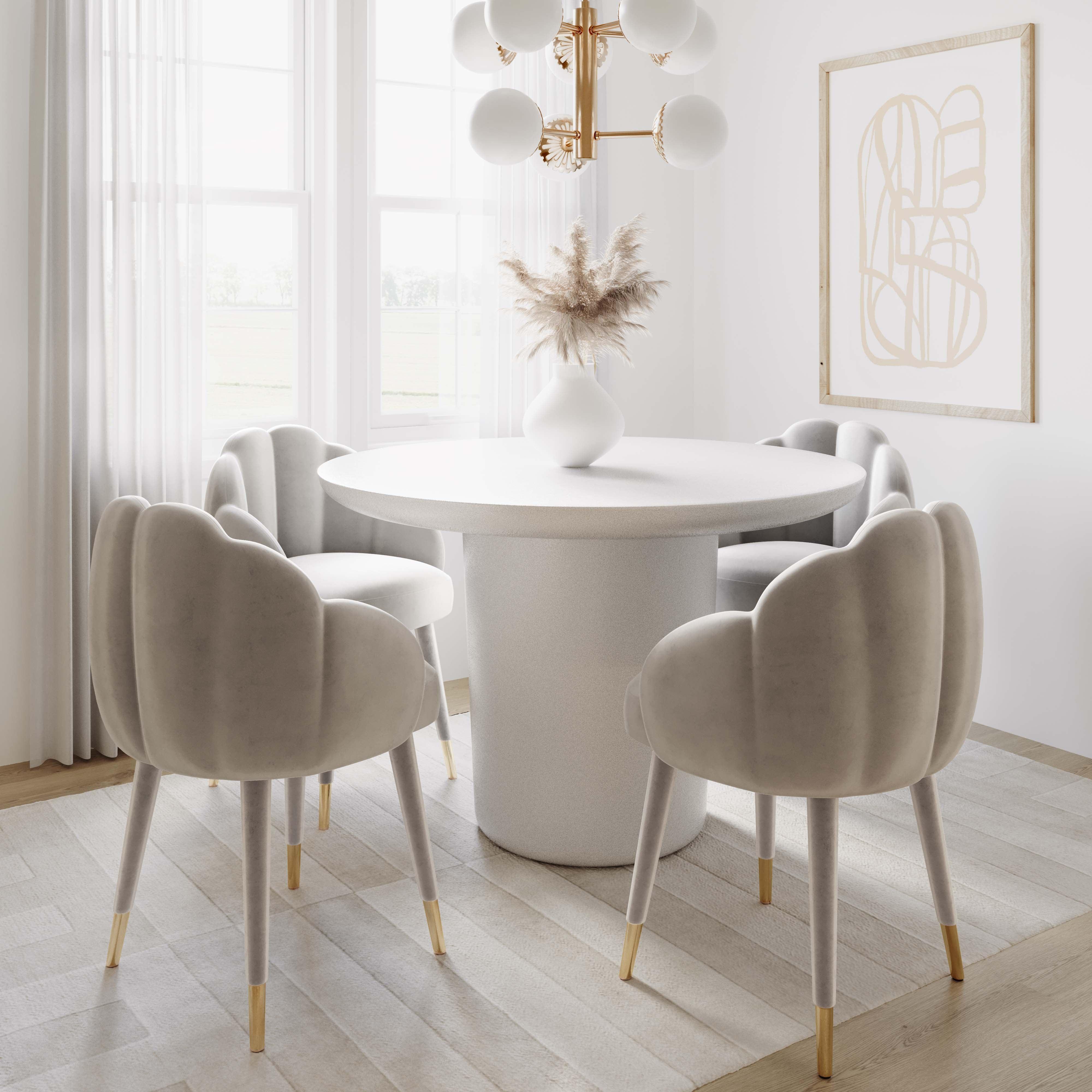 Gardenia Light Grey Velvet Dining Chair - Remutear