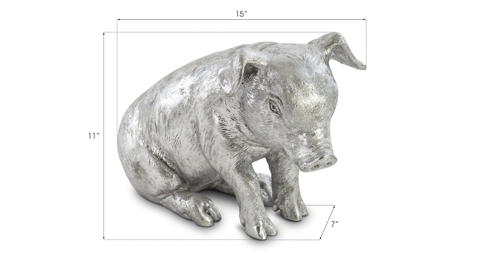 Sitting Piglet, Silver Leaf - Remutear