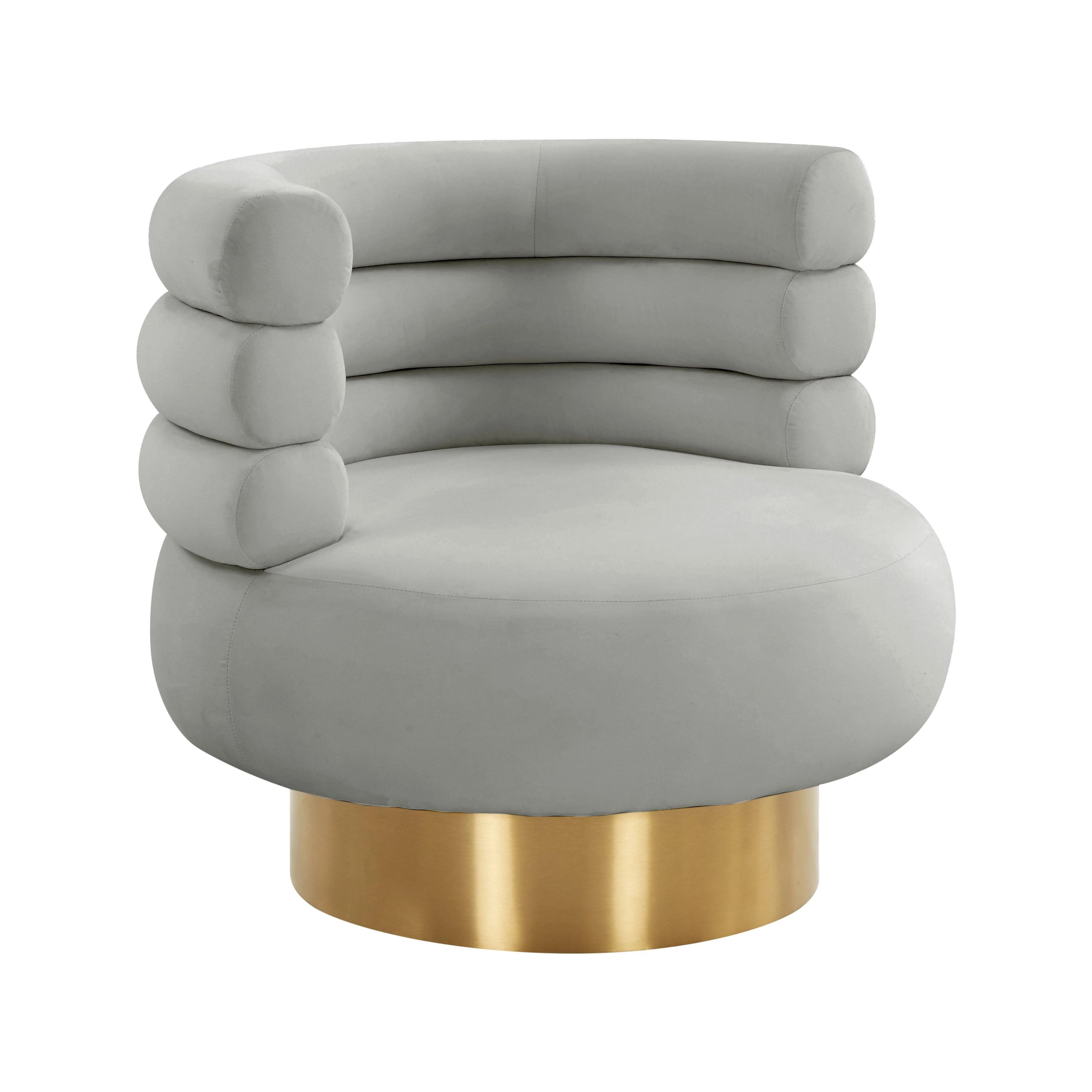 Naomi Grey Velvet Swivel Chair - Remutear