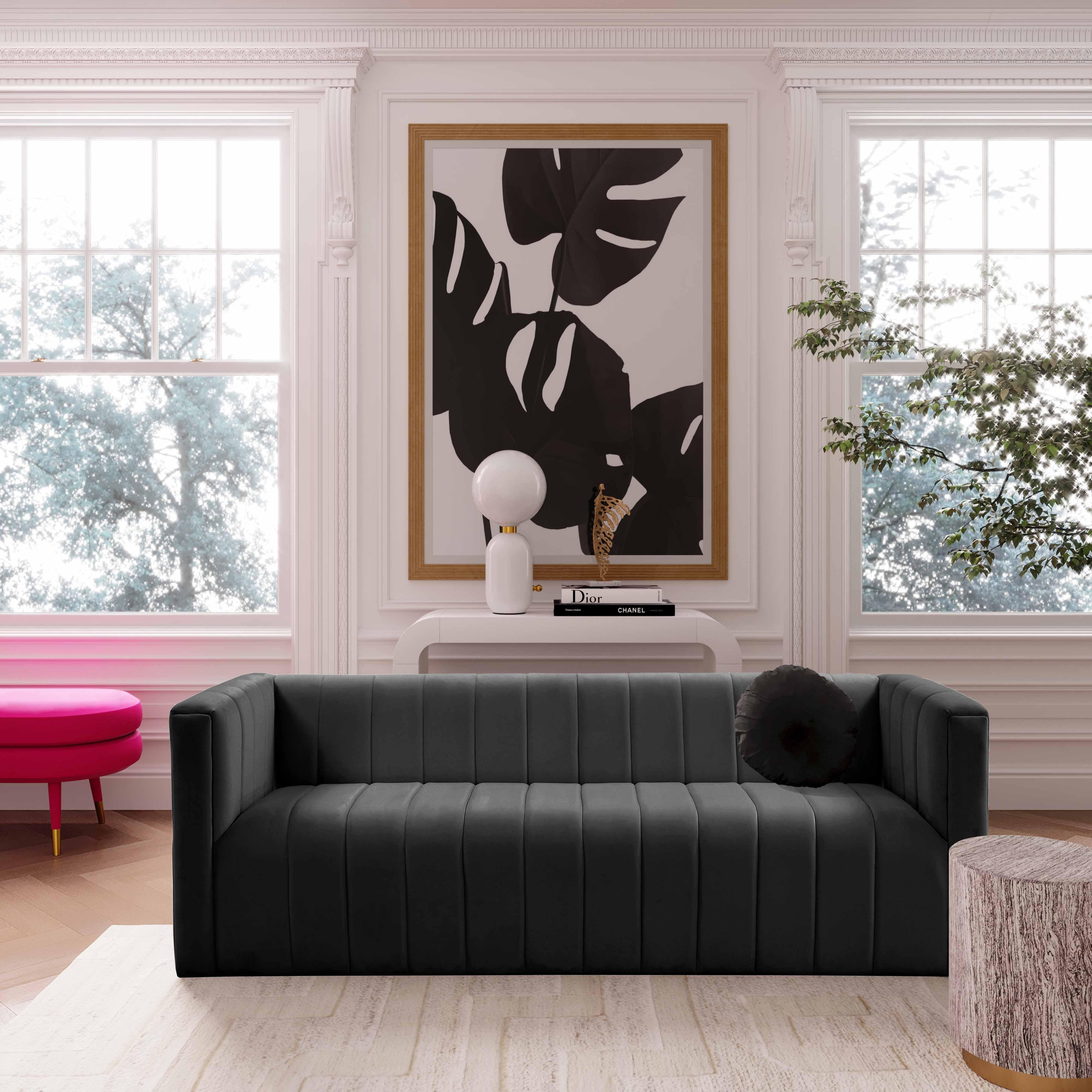 Norah Black Velvet Sofa - Remutear