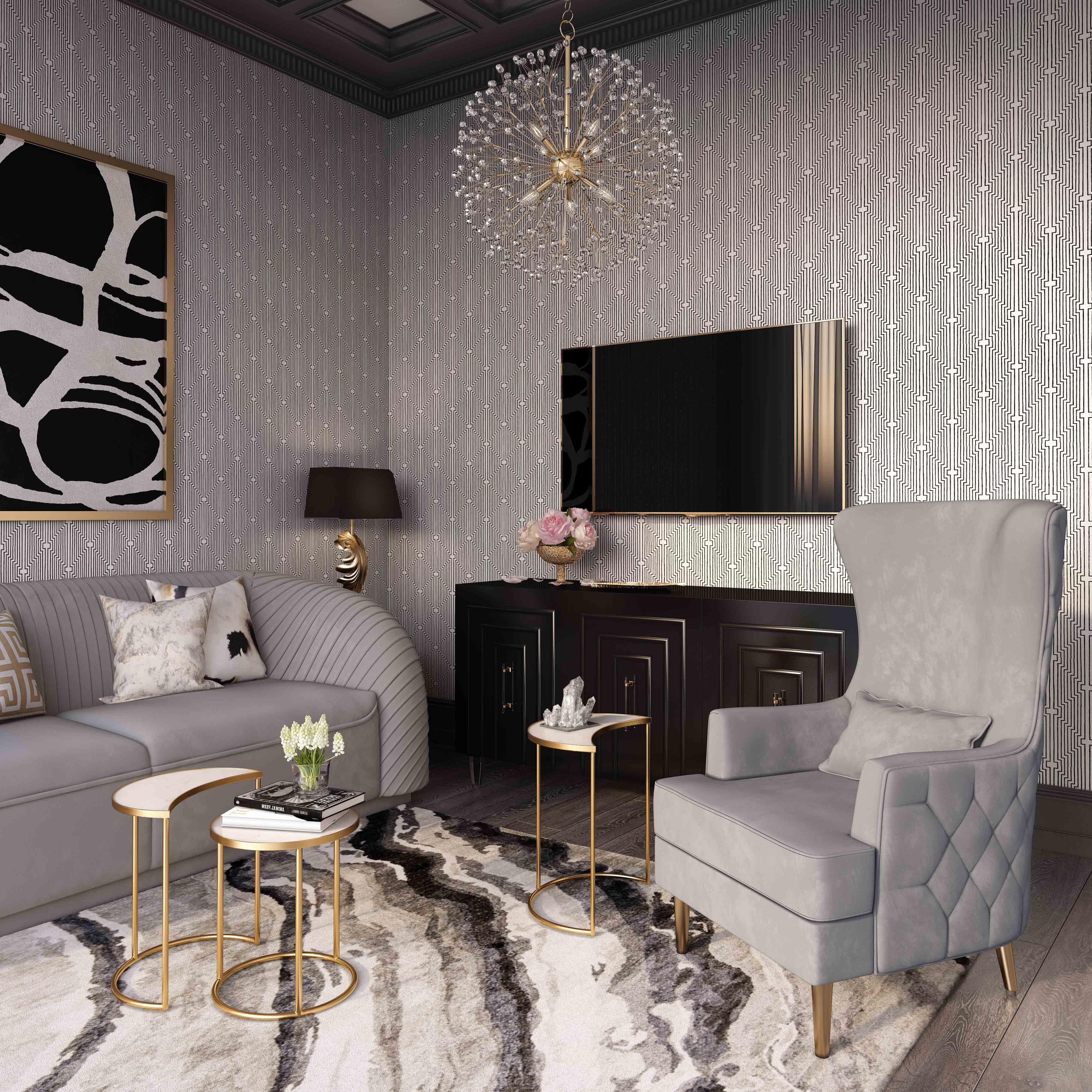 Alina Grey Tall Tufted Back Chair - Remutear