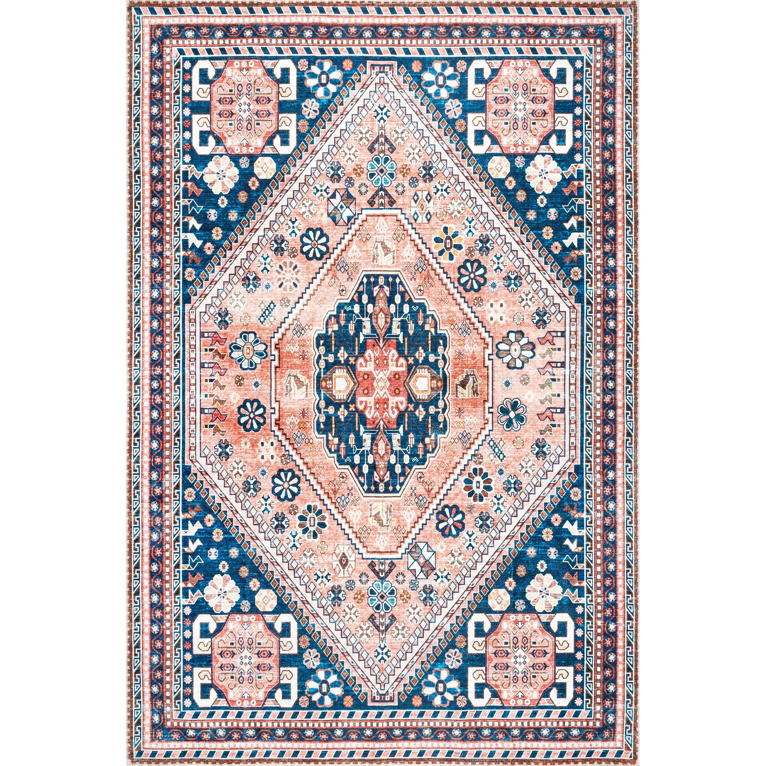 Nevaeh Machine Washable Bohemian Medallion Area Rug - Remutear