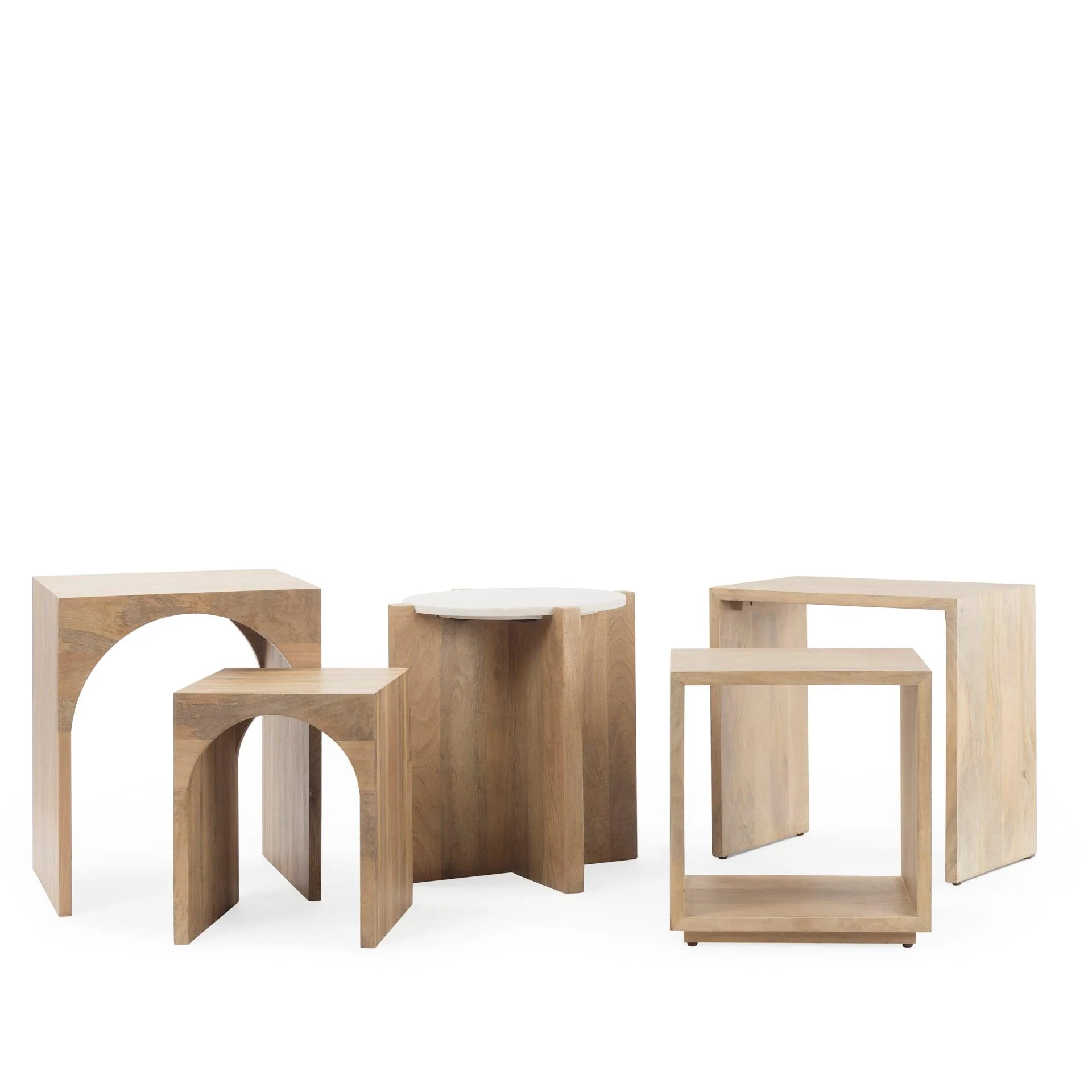 Chloe 20.0L x 20.0W x 24.0H Set of 2 Cottage Wood Nesting Accent Tables - Remutear
