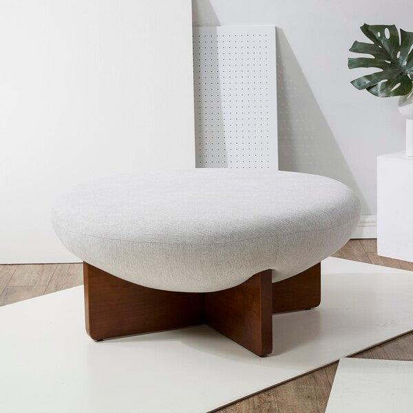 TAILOR ROUND LINEN OTTOMAN - Remutear