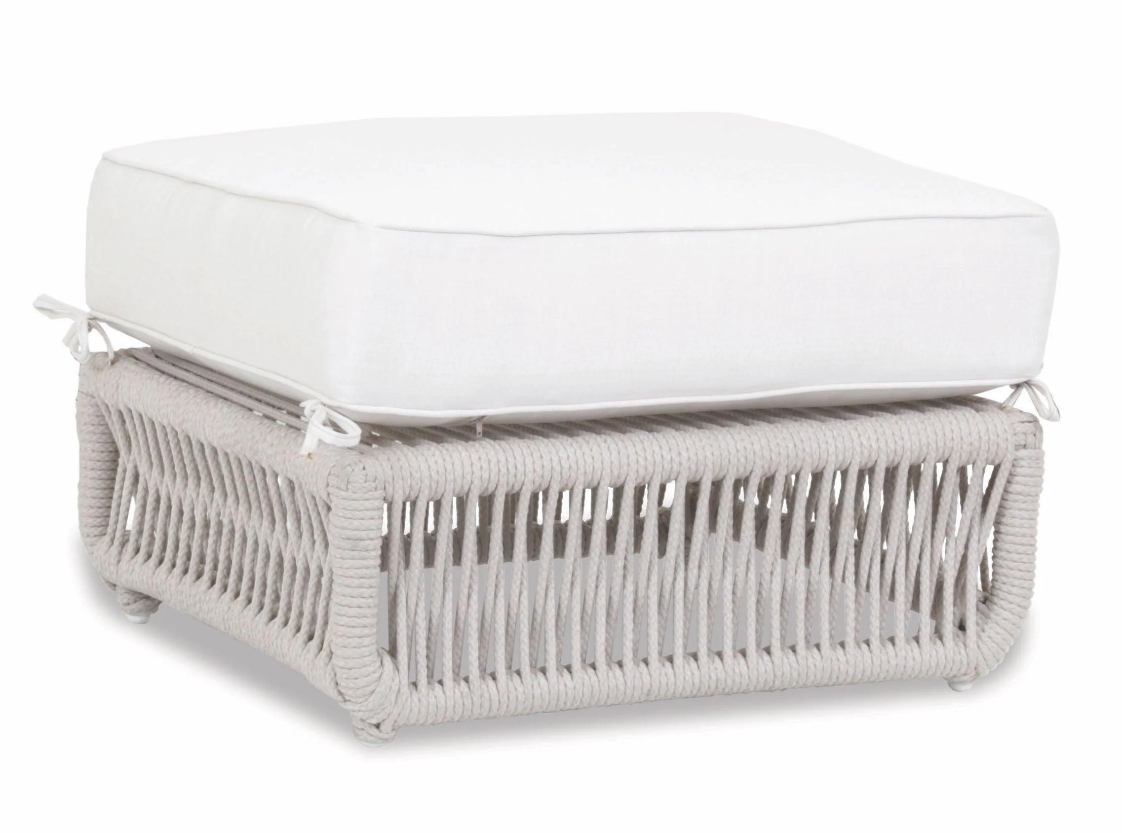 Dana Rope Ottoman in Linen Canvas w/ Self Welt - Remutear