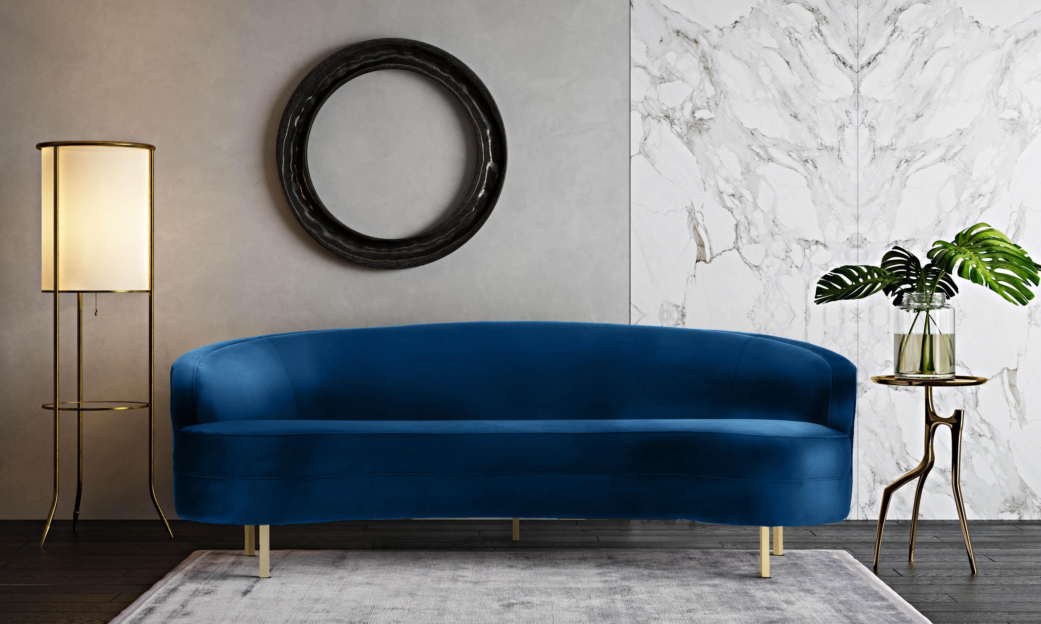 Baila Navy Velvet Sofa - Remutear