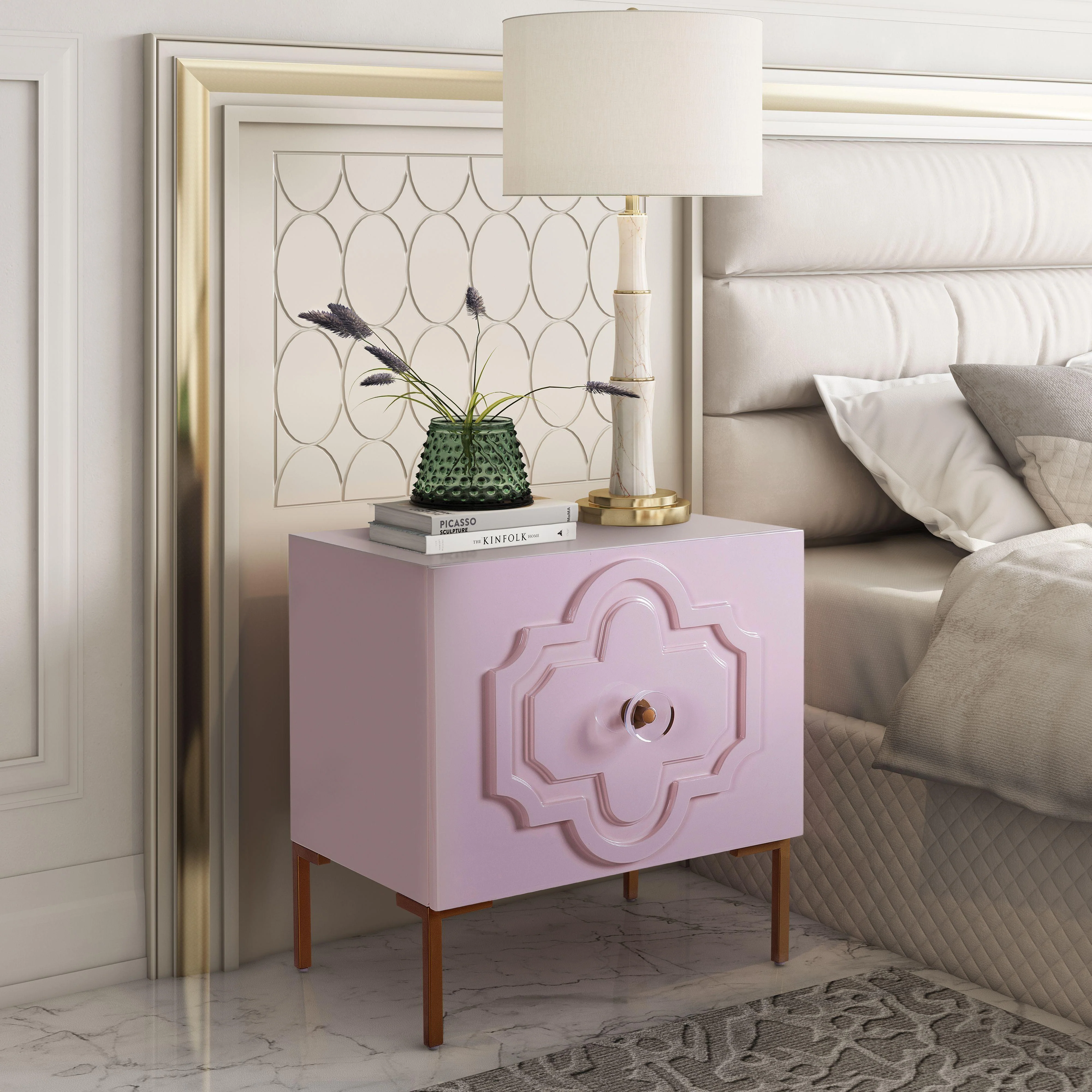 Anna Pink Lacquer Side Table - Remutear