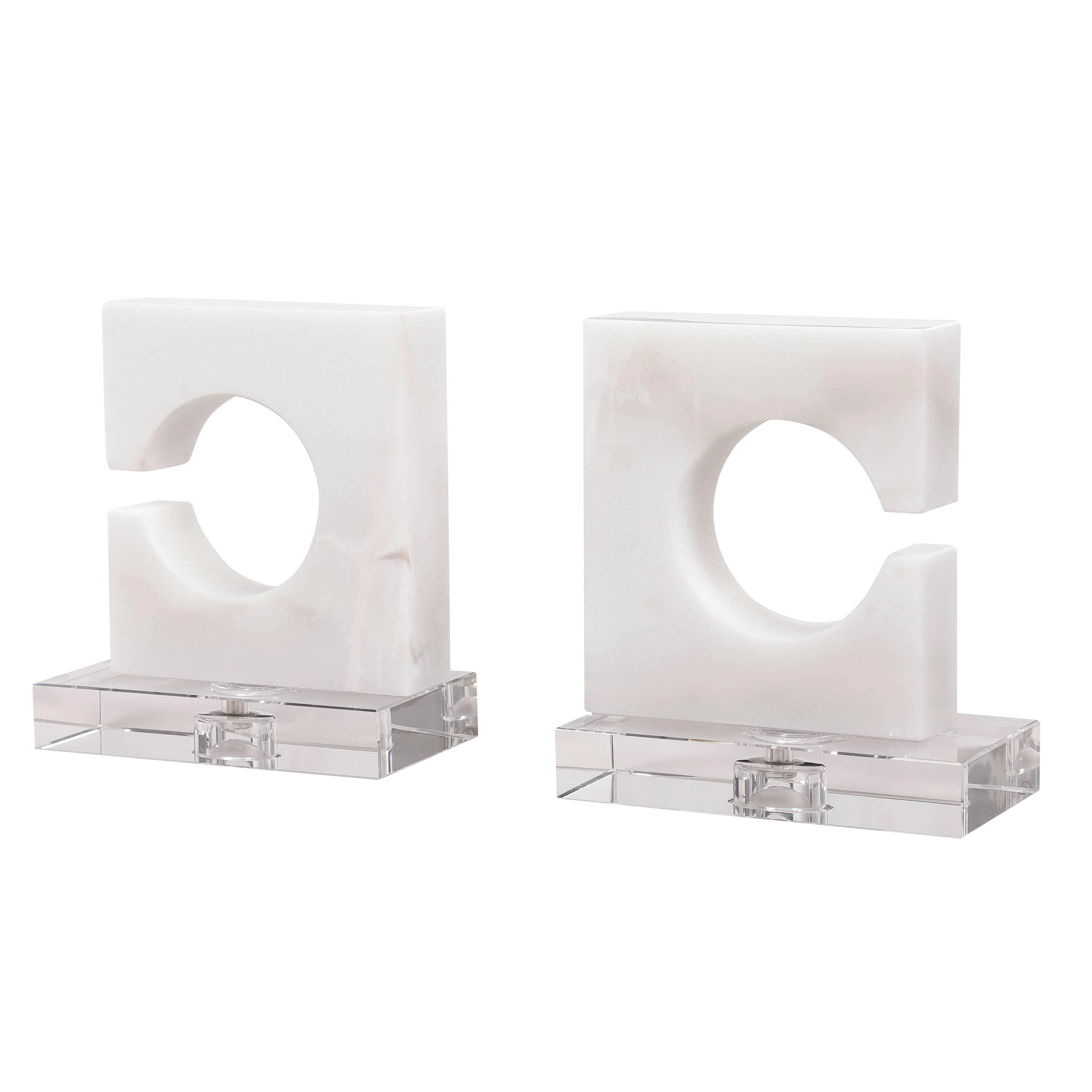 CLARIN WHITE & GRAY BOOKENDS, SET OF 2 - Remutear