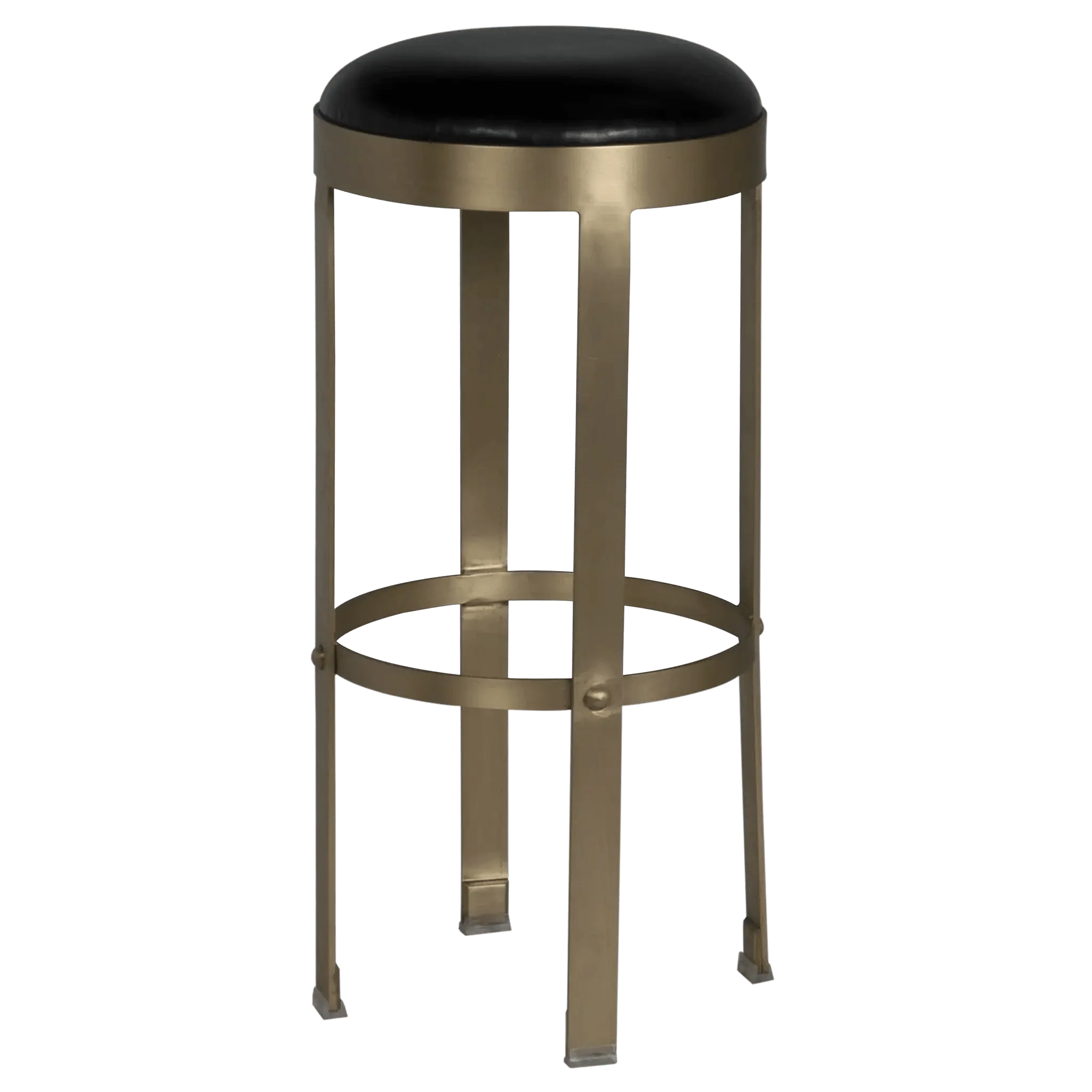 Prince Stool with Leather, Brass Finish - Remutear