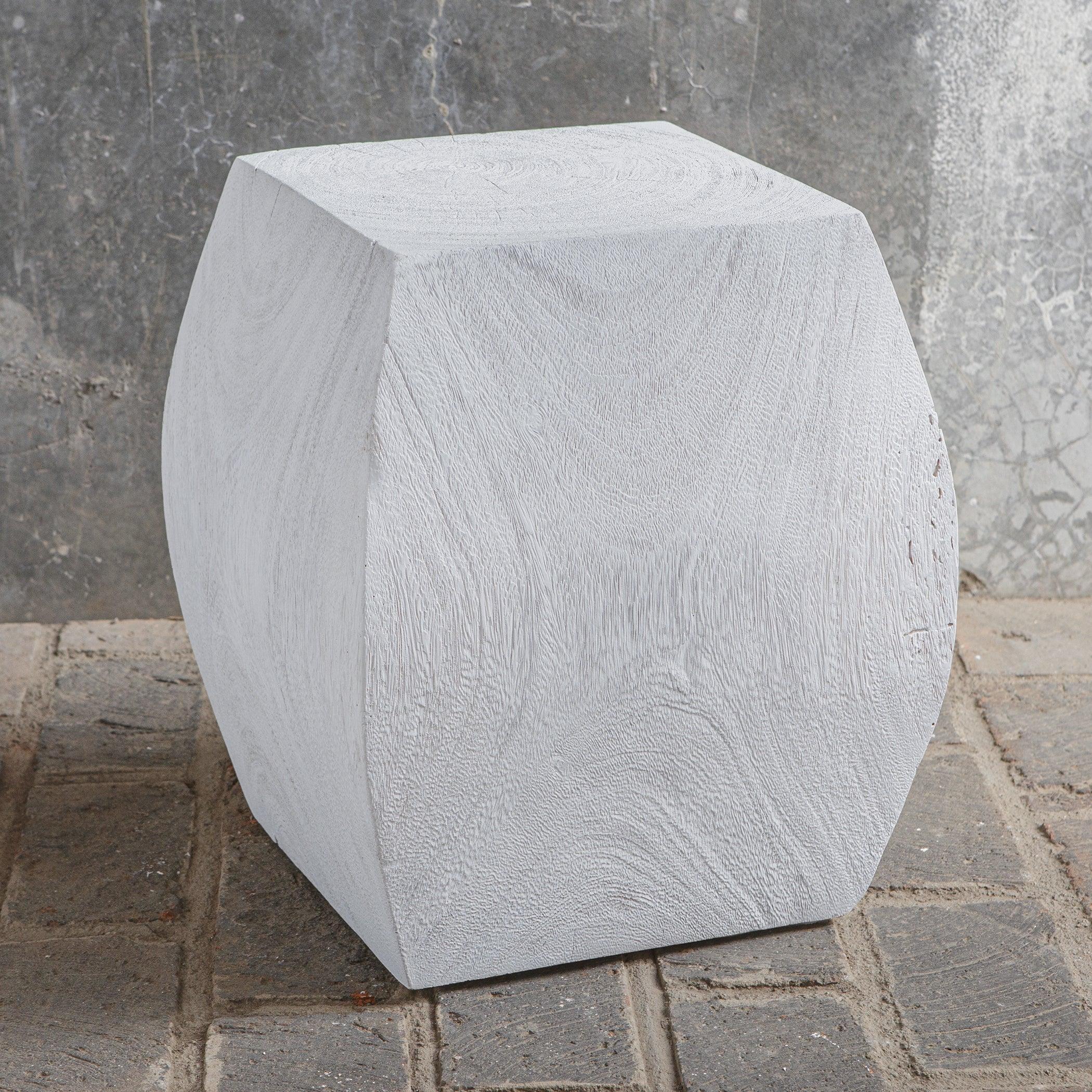Grove Ivory Wooden Accent Stool - Remutear