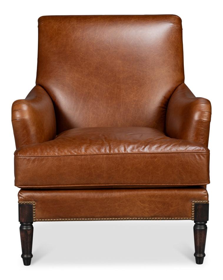 Gaston Distilled Leather Chair - Brown - Remutear