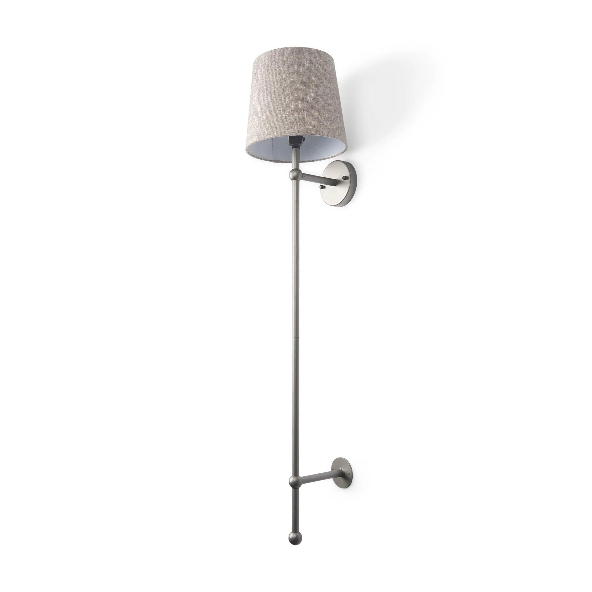 Chester 10 x 47 Gray Metal and Beige Fabric Shade Wall Sconce - Remutear