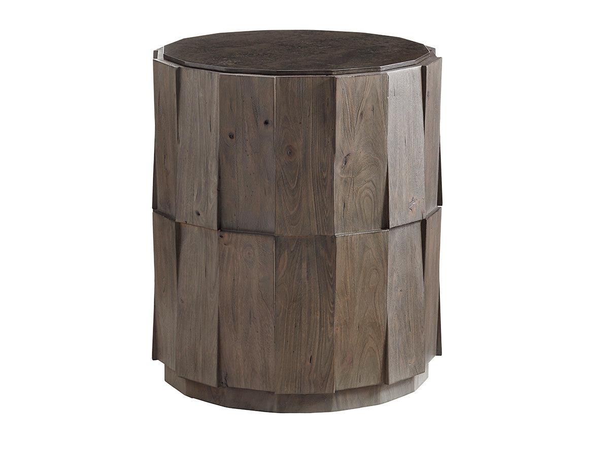Cypress Point Everett Round Travertine End Table - Remutear