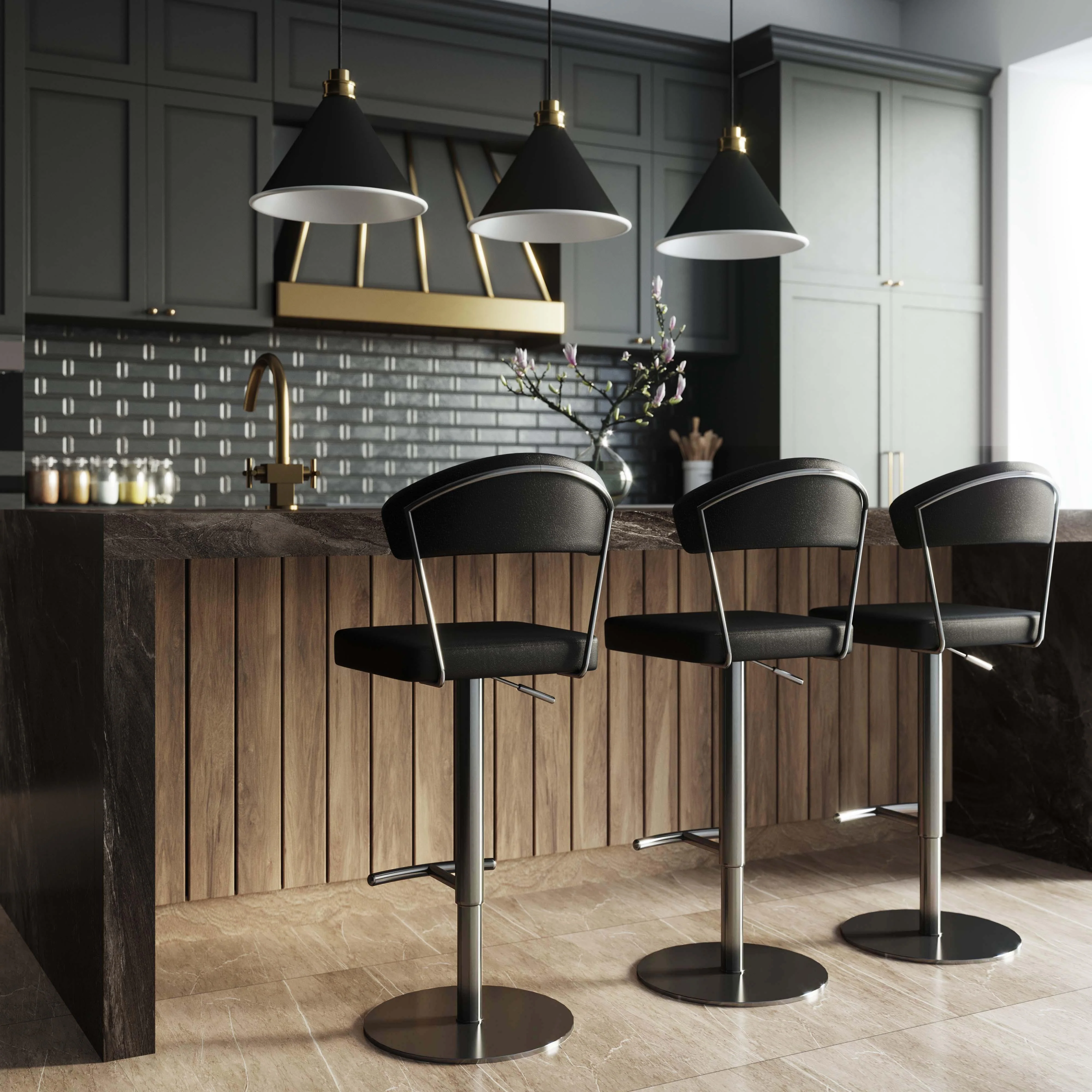 Cosmo Black on Black Steel Barstool - Remutear