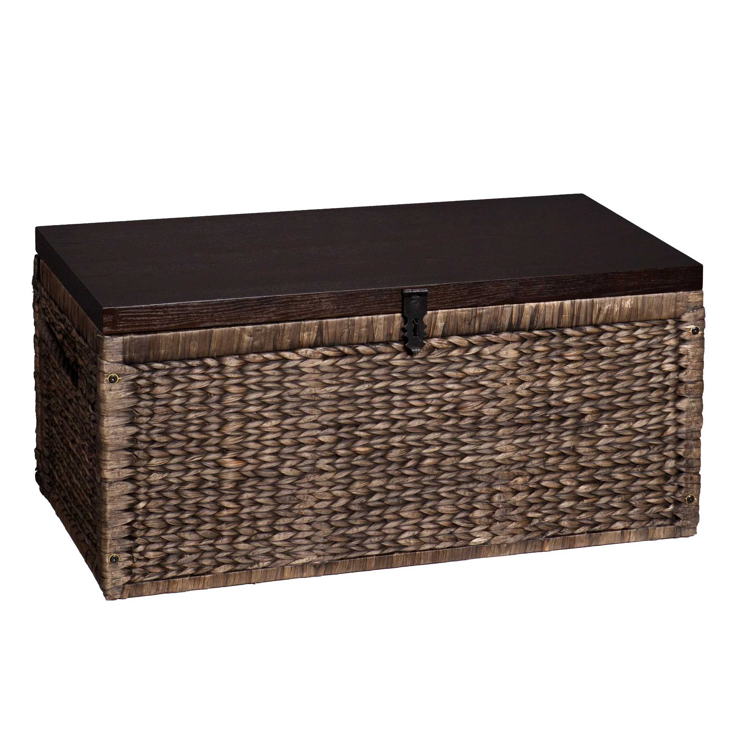 Harrowell Water Hyacinth Storage Trunk - Blackwashed w/ Espresso - Remutear