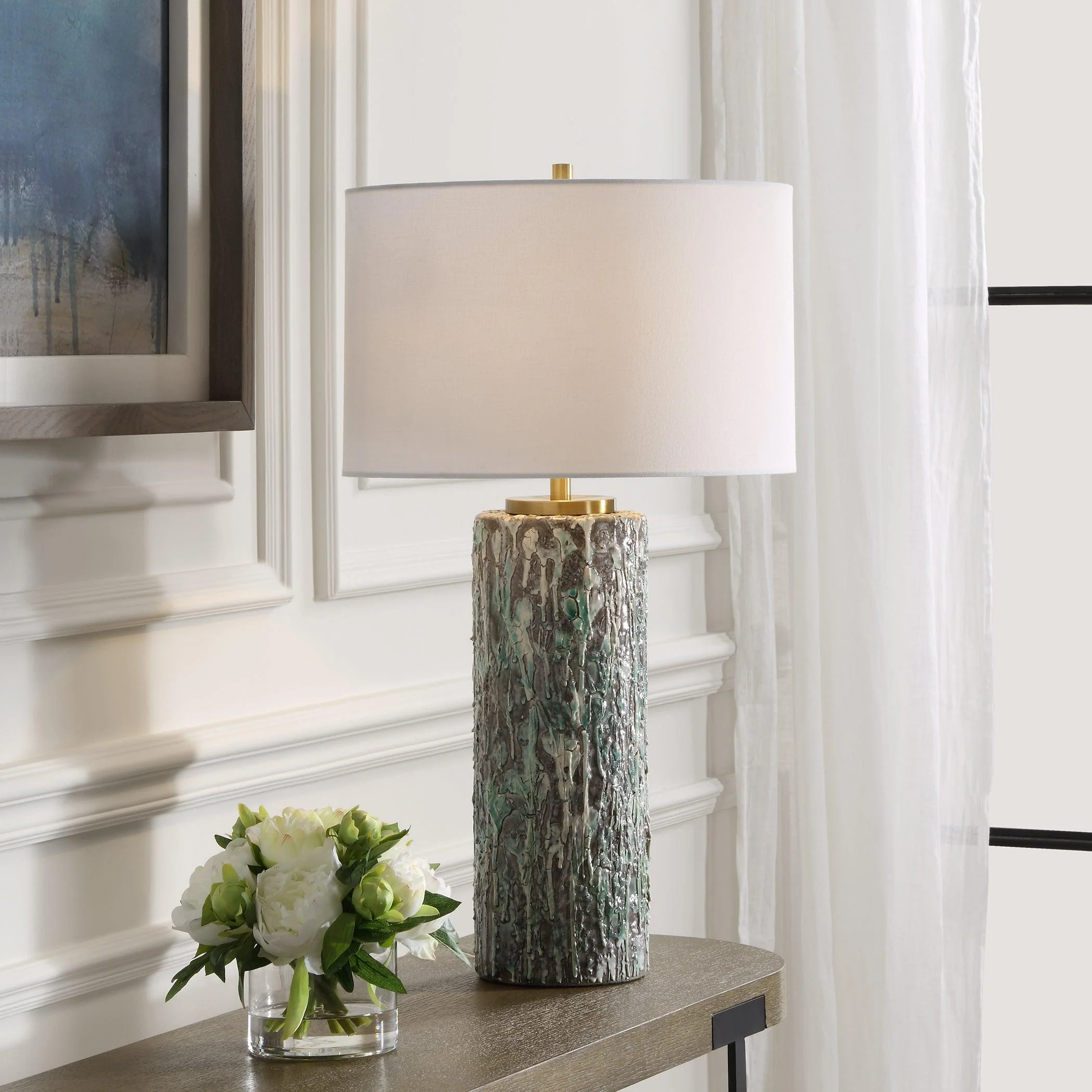 Meltdown Ivory Teal Table Lamp - Remutear
