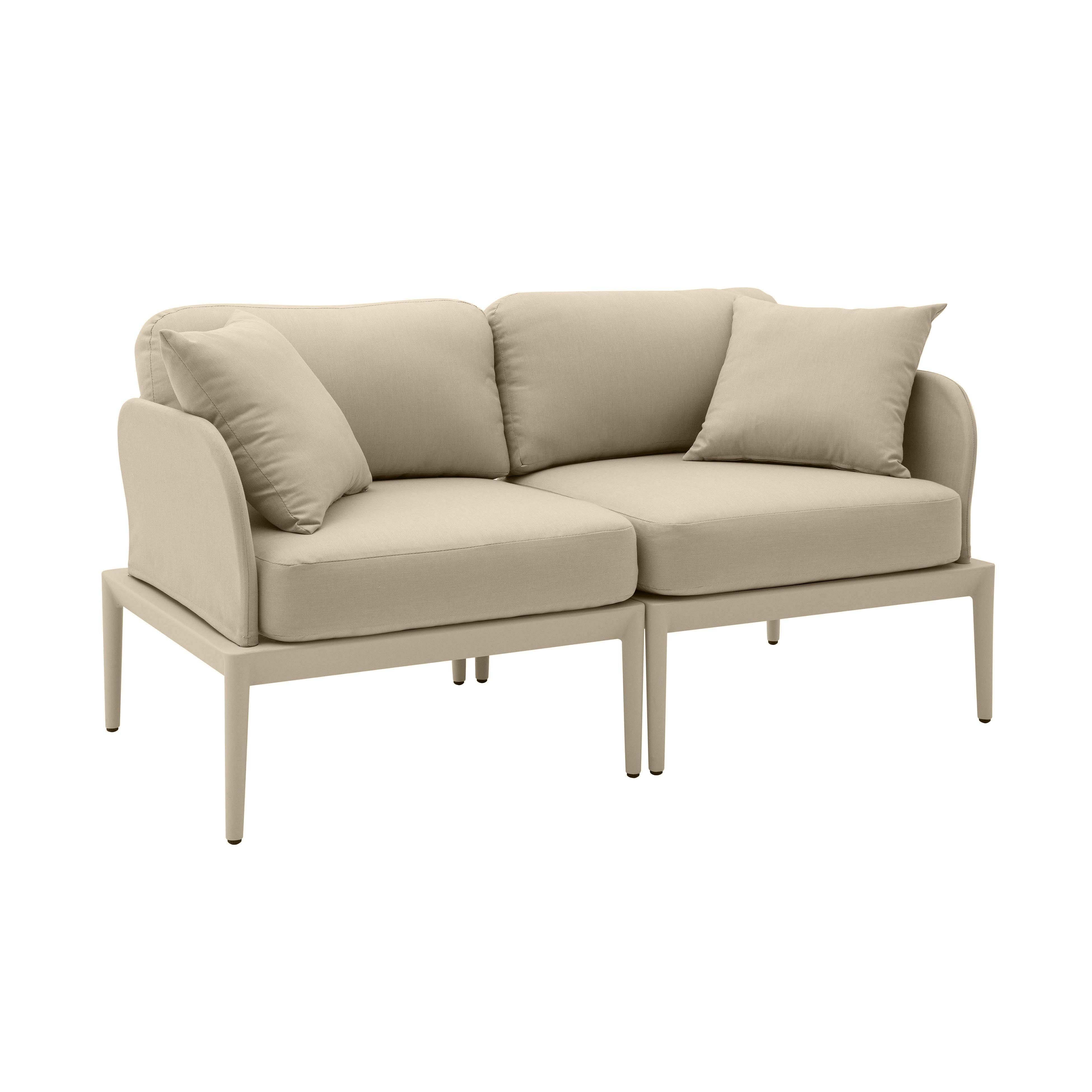 Kapri Taupe Modular Outdoor Loveseat - Remutear