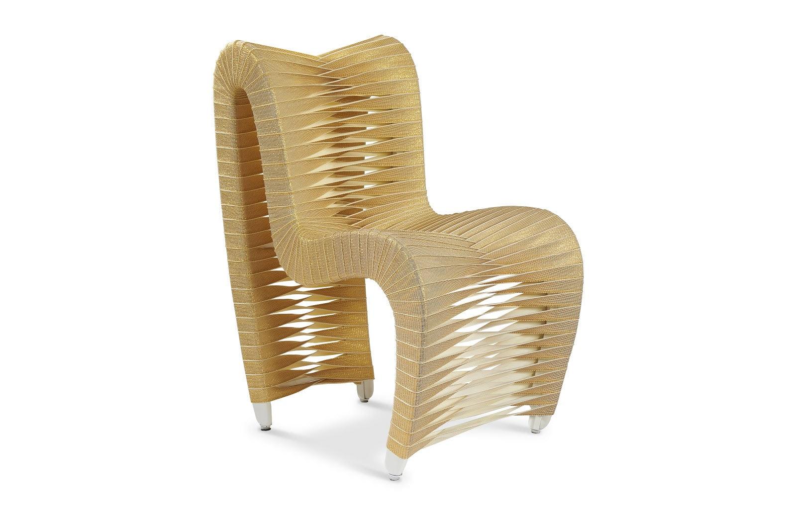 Seat Belt Dining Chair, Gold, Metallic - Remutear