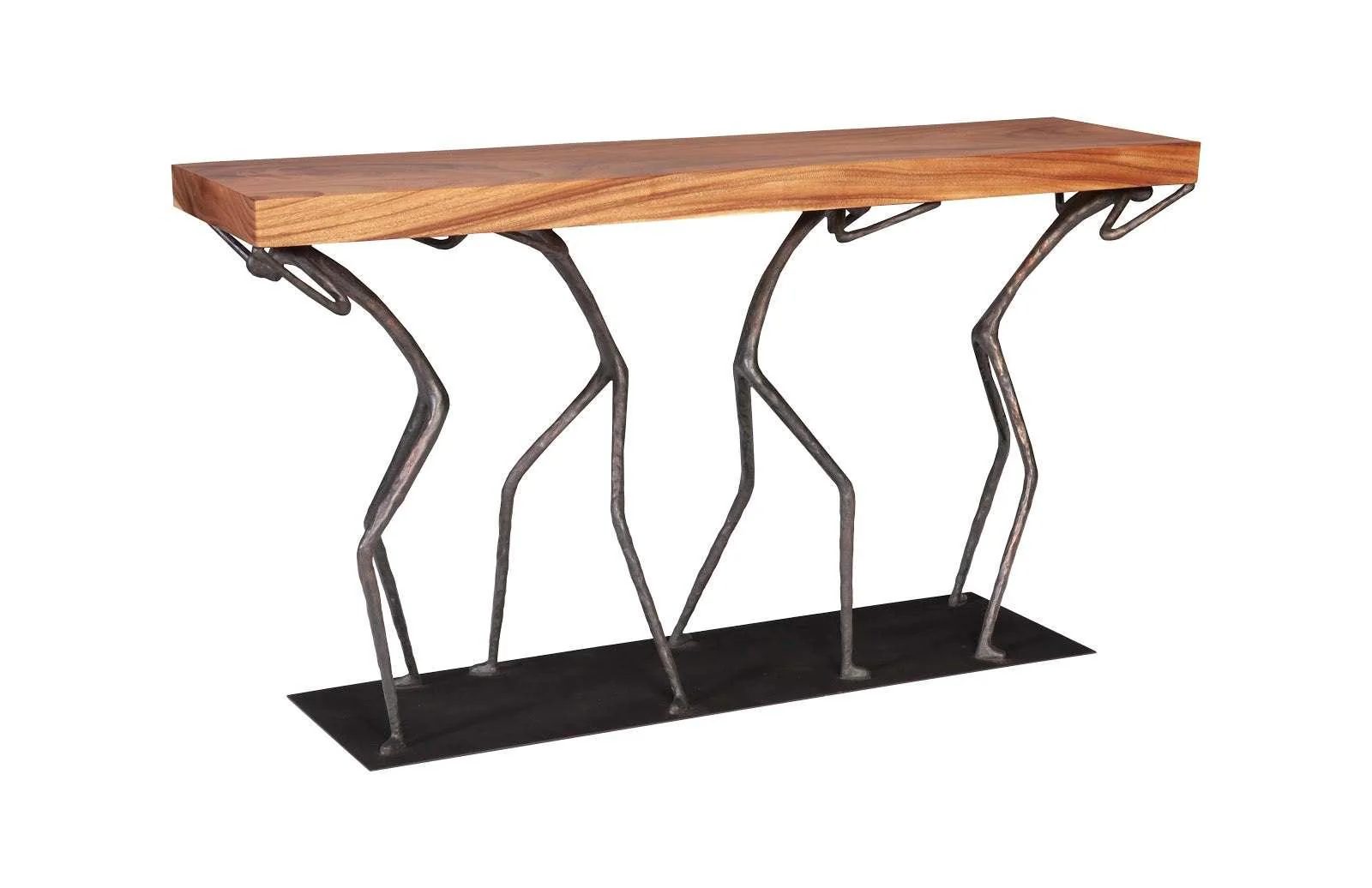 Atlas Console Table, Chamcha Wood, Natural, Metal - Remutear