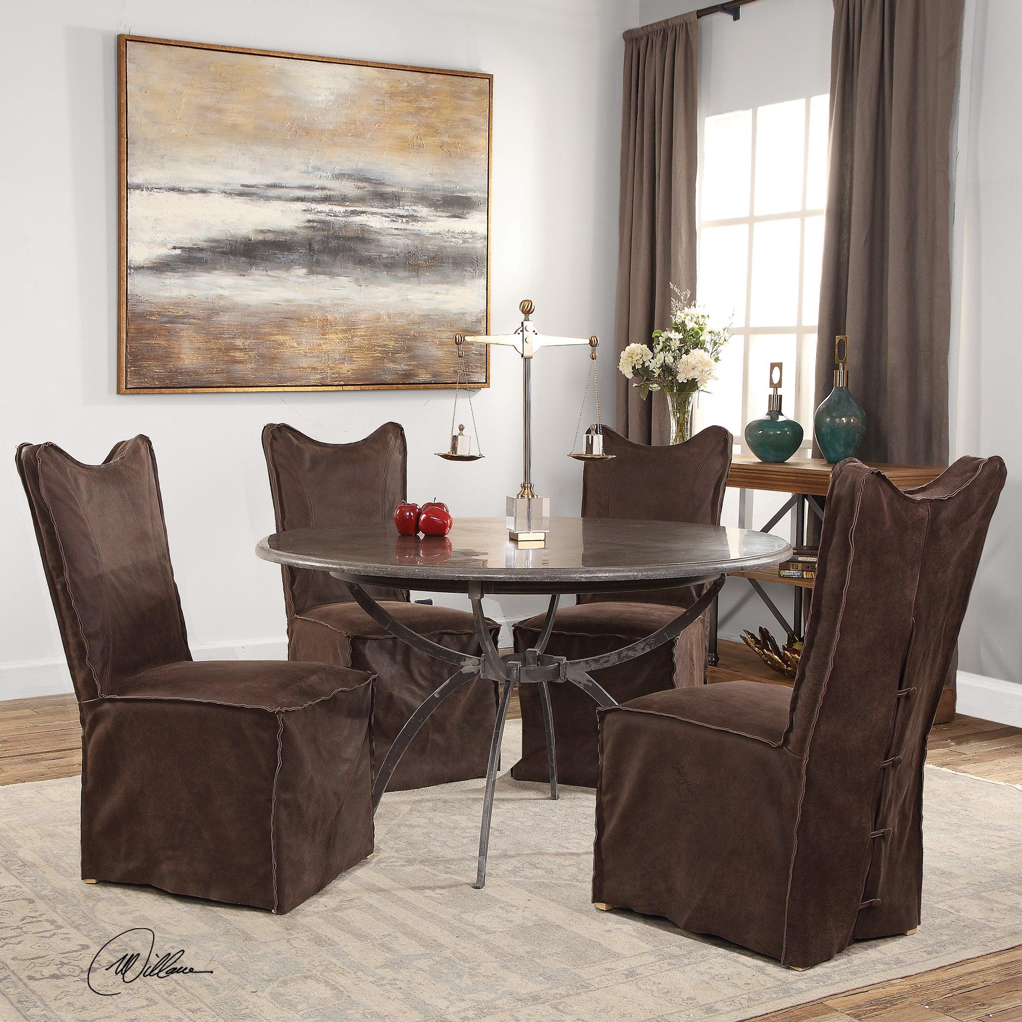 Delroy Armless Chairs, Chocolate, Set Of 2 - Remutear