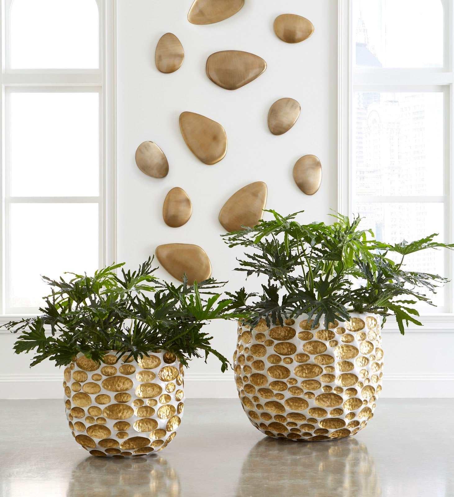 Bubbles Planter, Brass, White, SM - Remutear