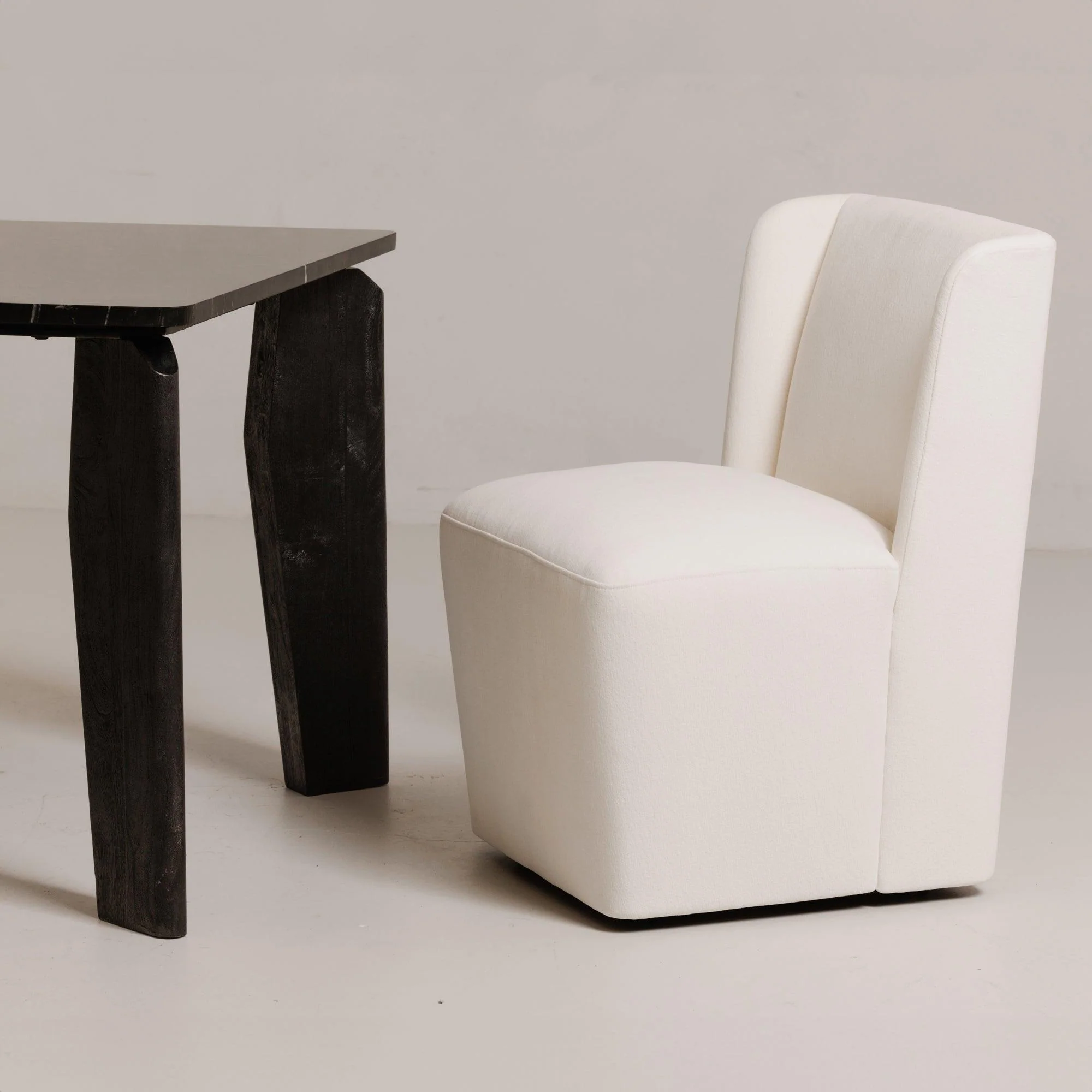 Cormac Rolling Dining Chair Performance Fabric Cream - Remutear