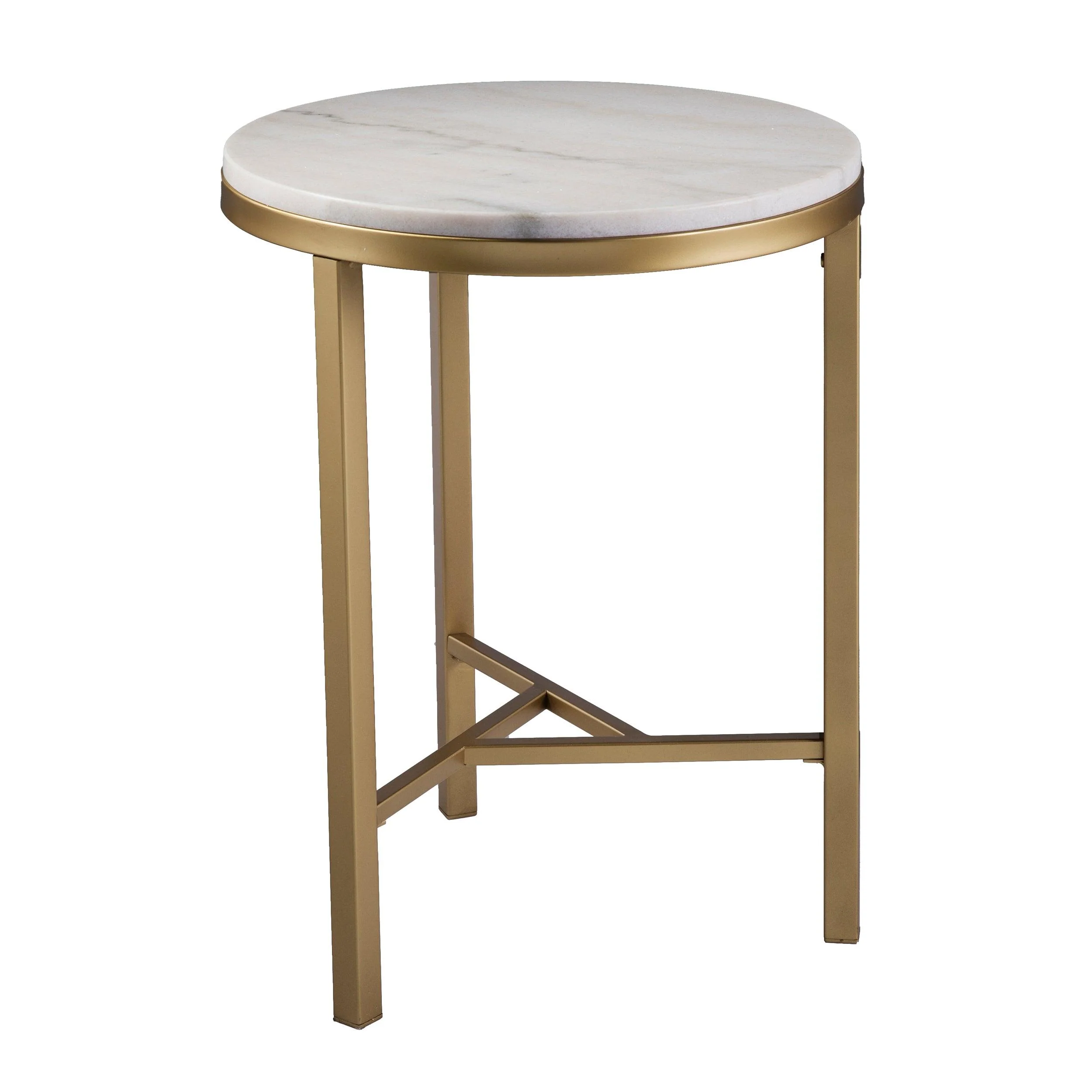 Garza Marble Side Table - Midcentury Modern Style - Champagne w/ Ivory Marble - Remutear