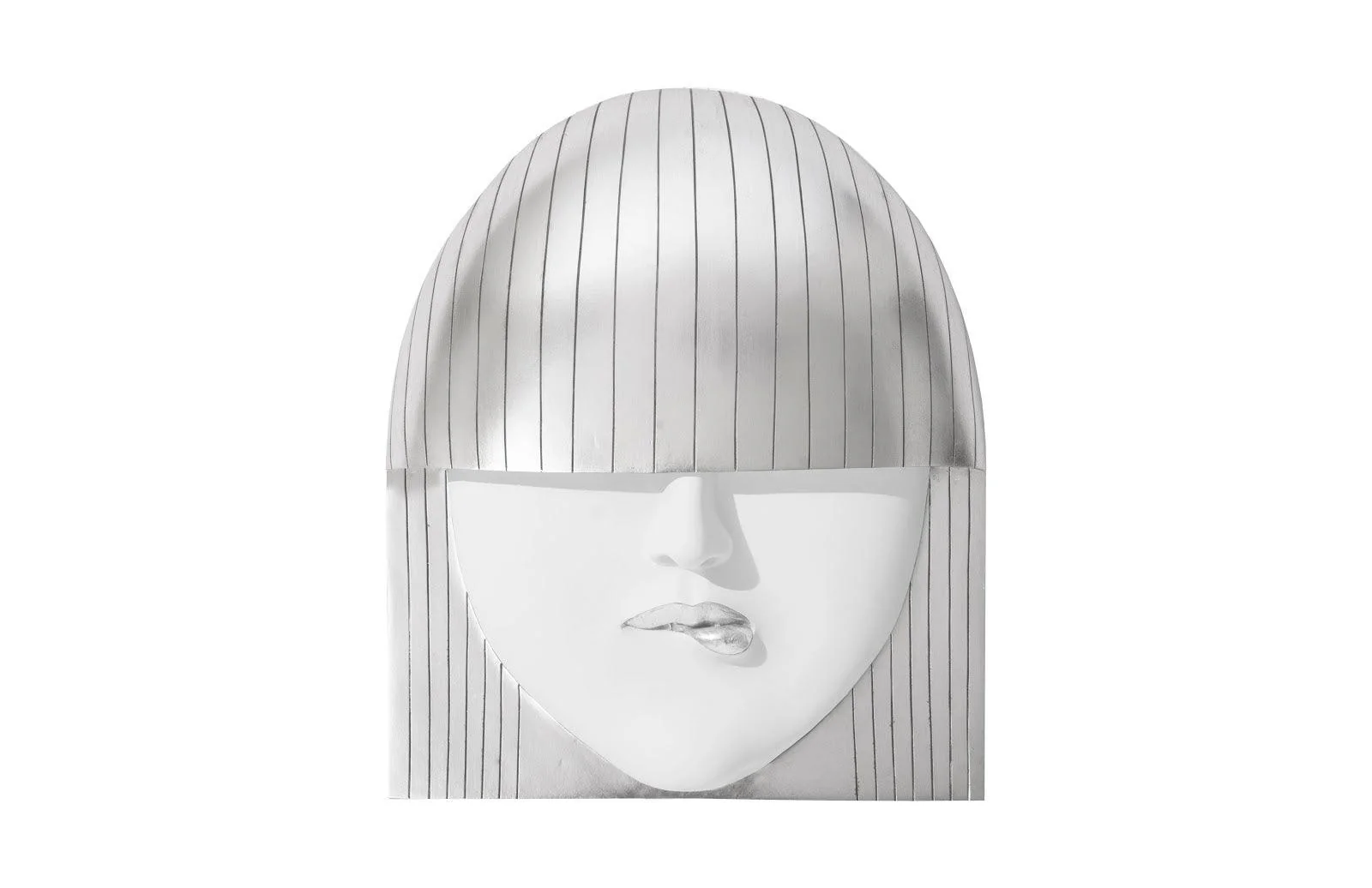 Fashion Faces Wall Art, Large, Pout, White and Silver Leaf - Remutear