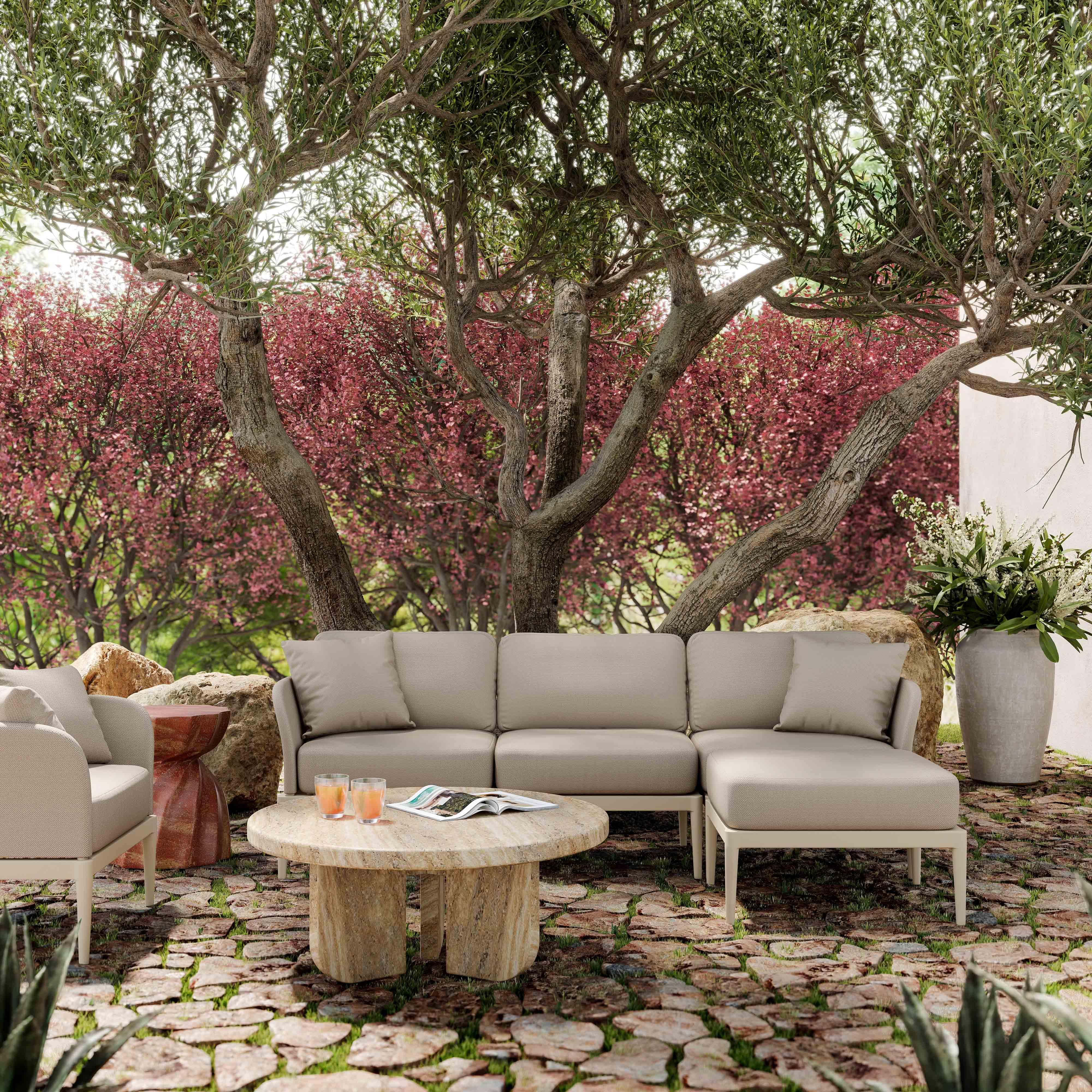 Kapri Taupe Modular Outdoor LAF Corner Seat - Remutear