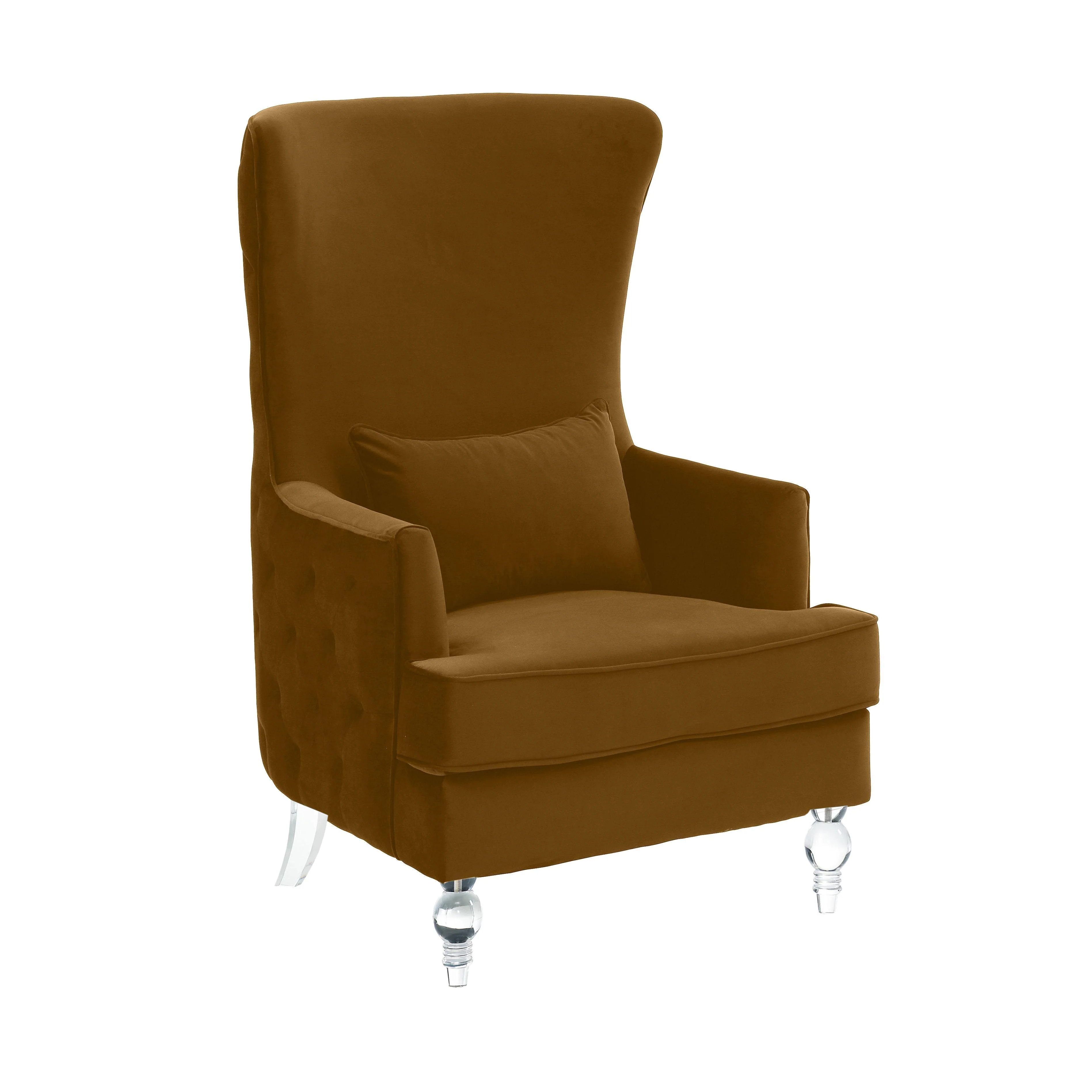 Aubree Tall Chair with Acrylic Legs - Cognac - Remutear