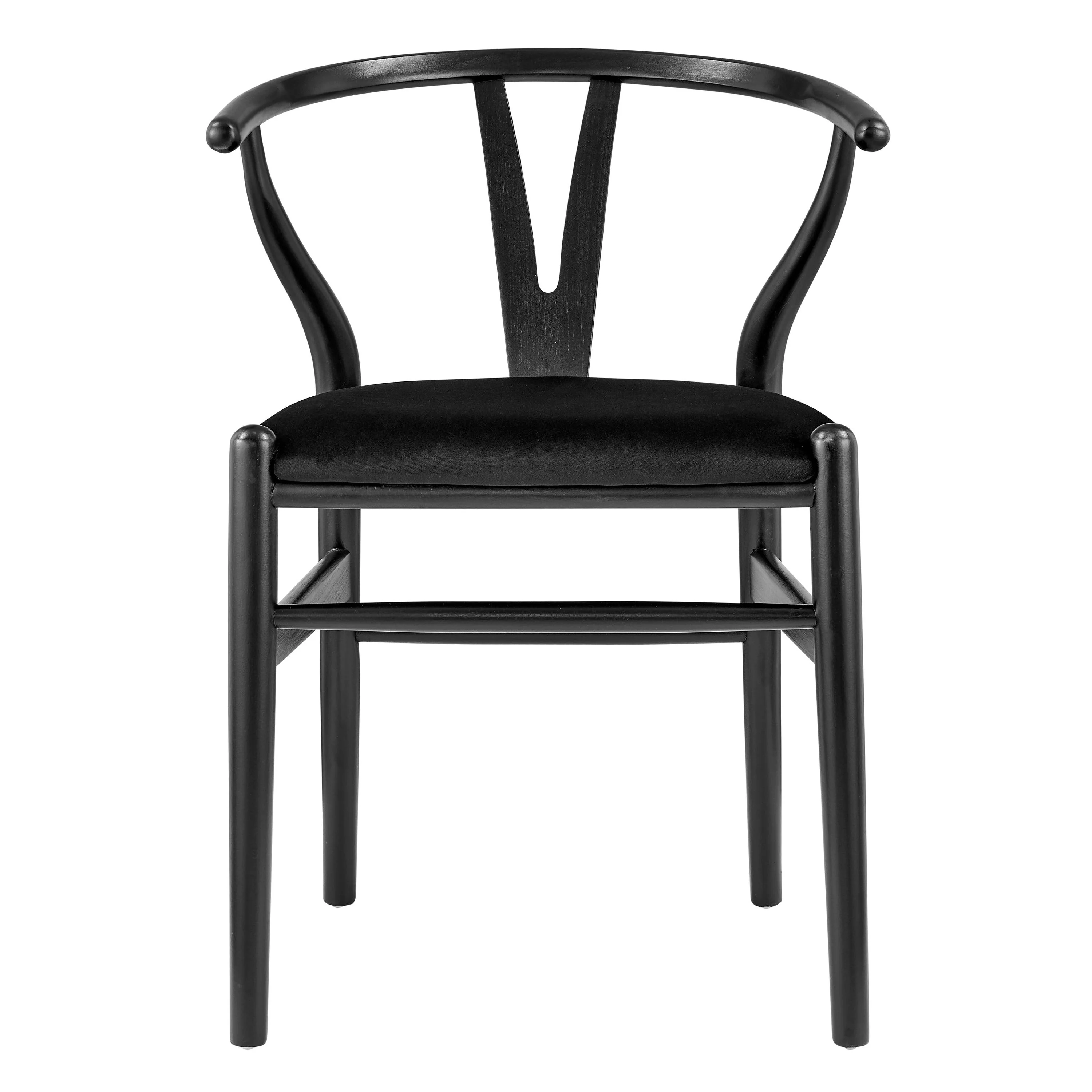 Evelina Side Chair with Stained Framed and Beige Velvet Seat - Set of 2 - Remutear