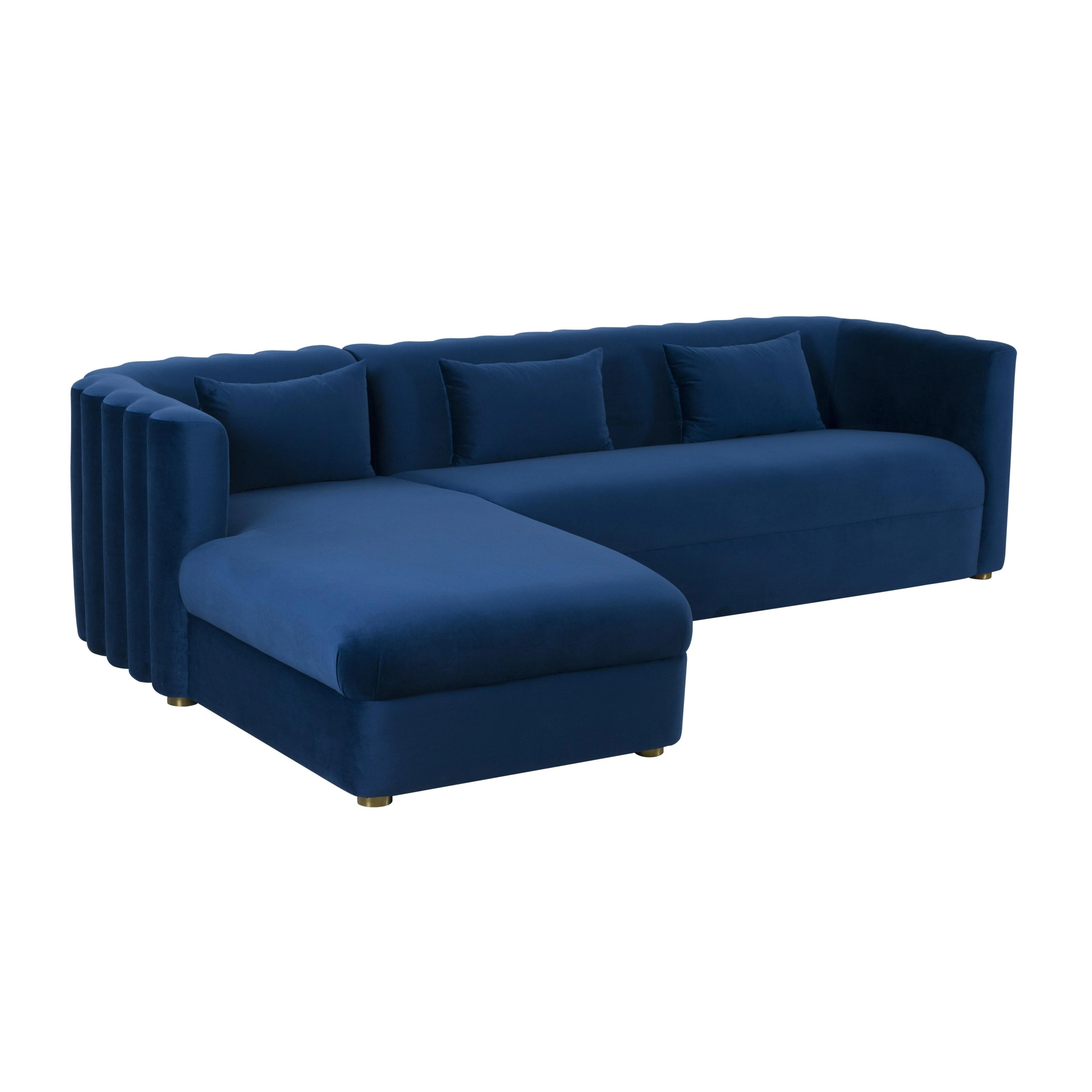 Callie Navy Velvet Sectional - LAF - Remutear