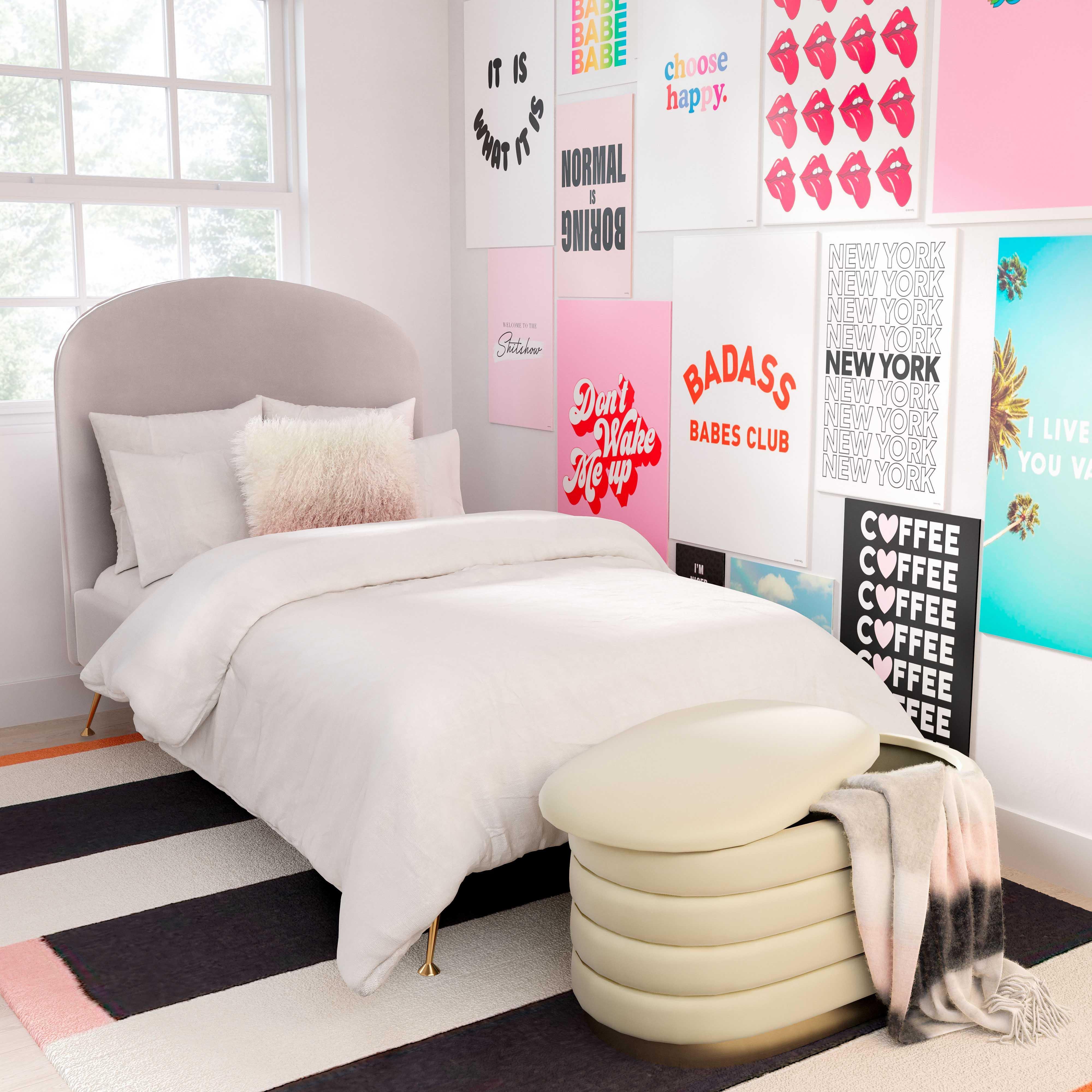 Lillian Cream Velvet Storage Bench - Remutear